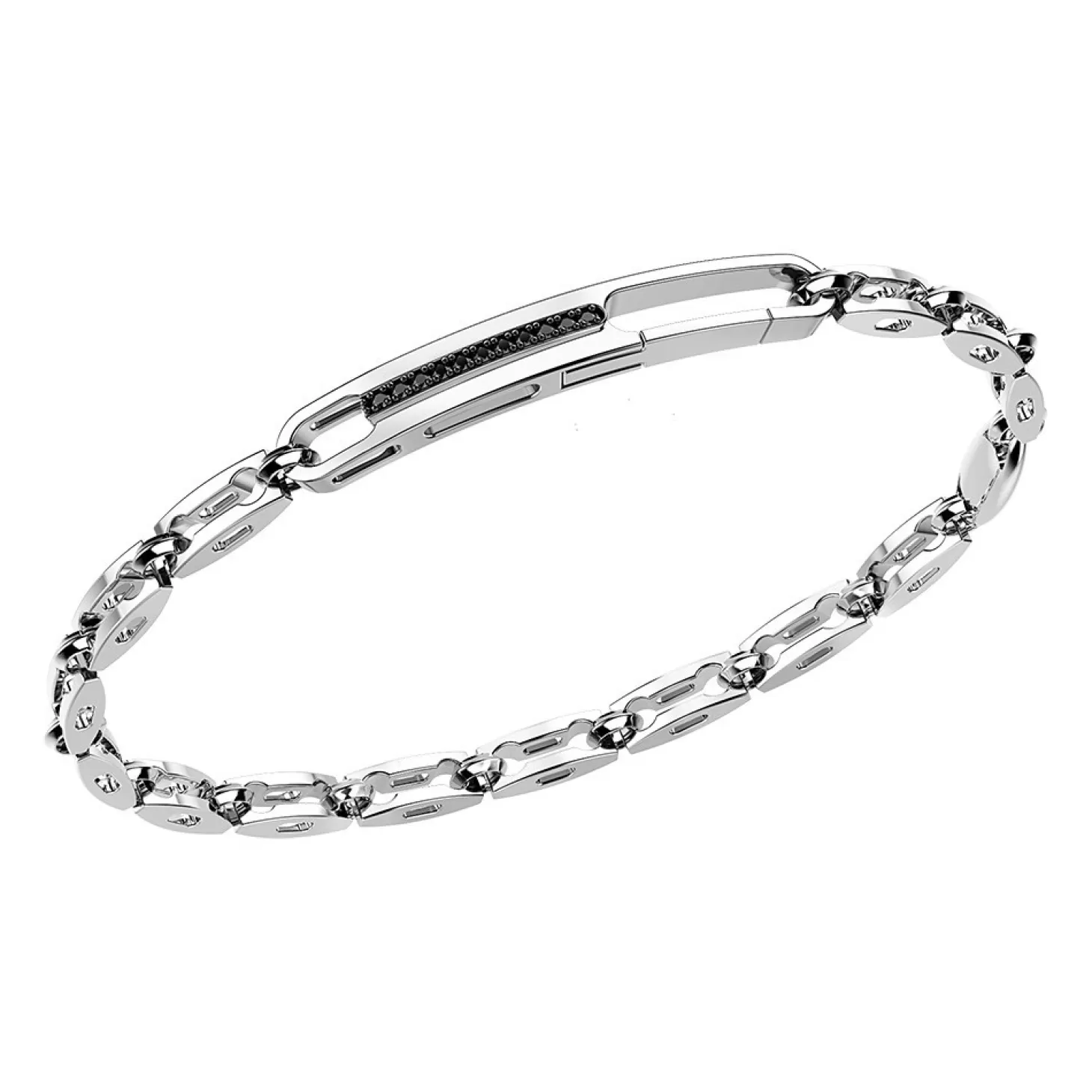 Zancan Gioielli Bracciale Solo Maglia Zancan In Argento Con Pietre Nere.> Bracciali
