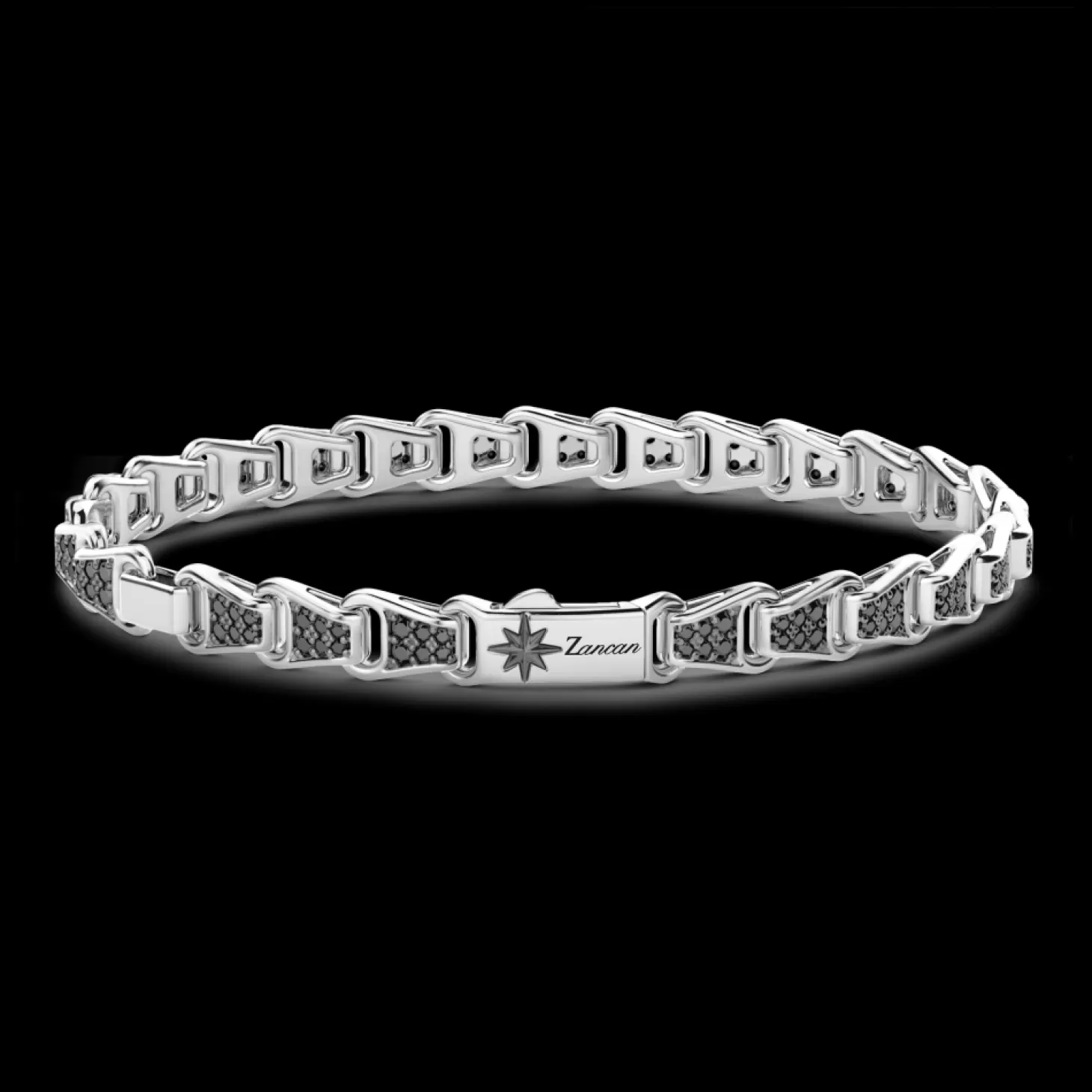 Zancan Gioielli Bracciale Solo Maglia Zancan In Argento Con Pietre Nere.> Bracciali