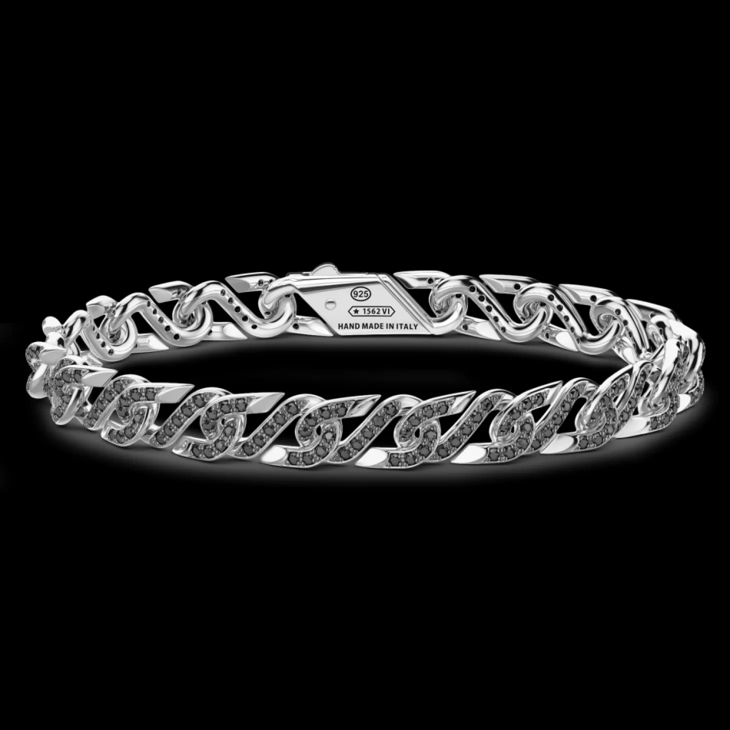 Zancan Gioielli Bracciale Solo Maglia Zancan In Argento Con Pietre Nere.> Bracciali