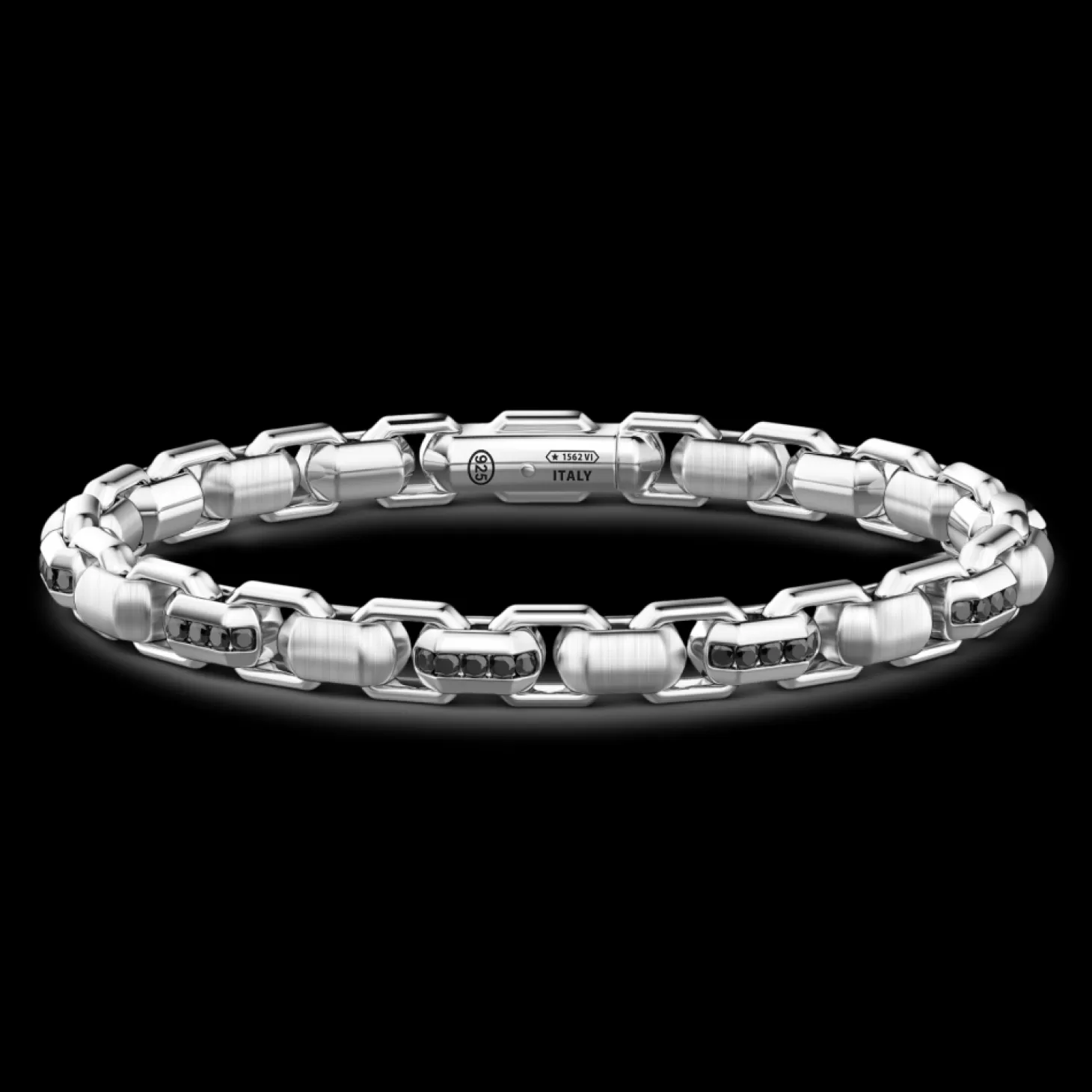 Zancan Gioielli Bracciale Solo Maglia Zancan In Argento Con Pietre Nere.> Bracciali