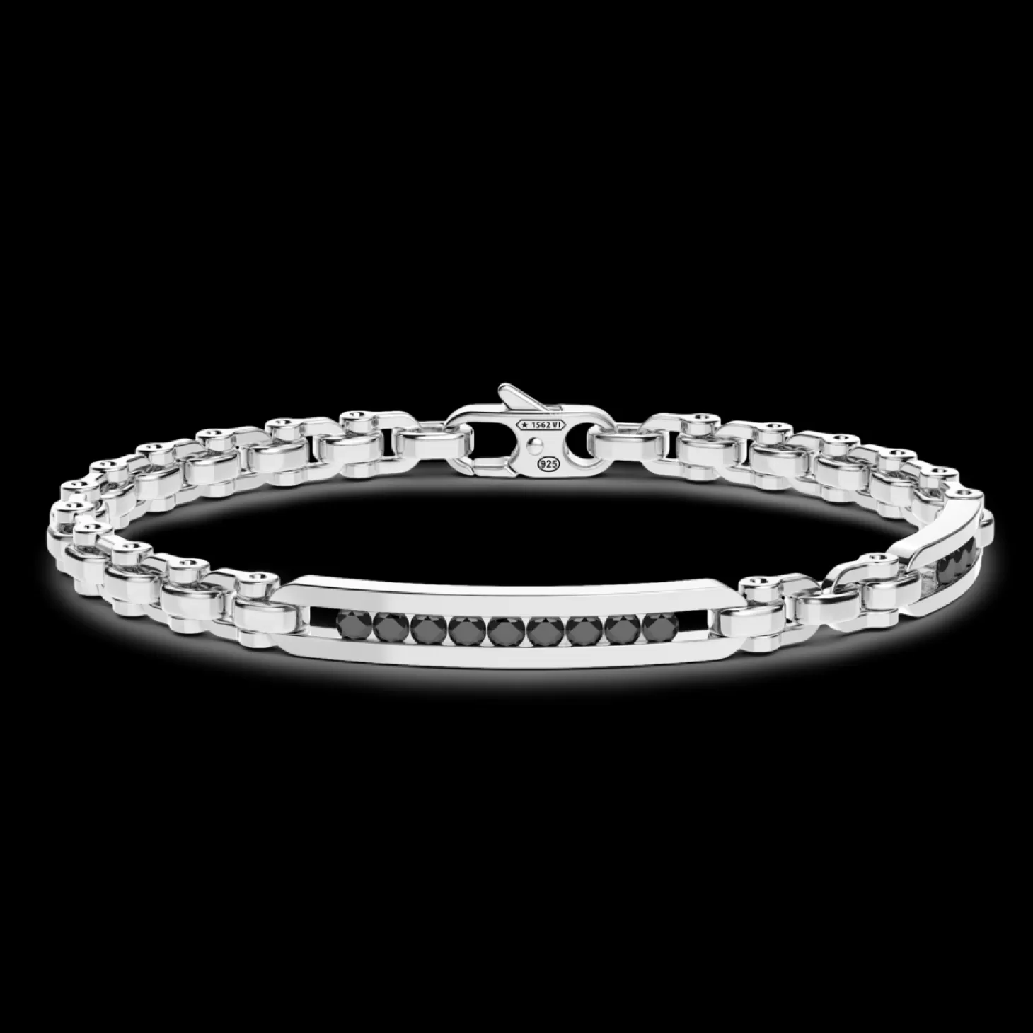 Zancan Gioielli Bracciale Solo Maglia Zancan In Argento Con Pietre Nere.> Bracciali