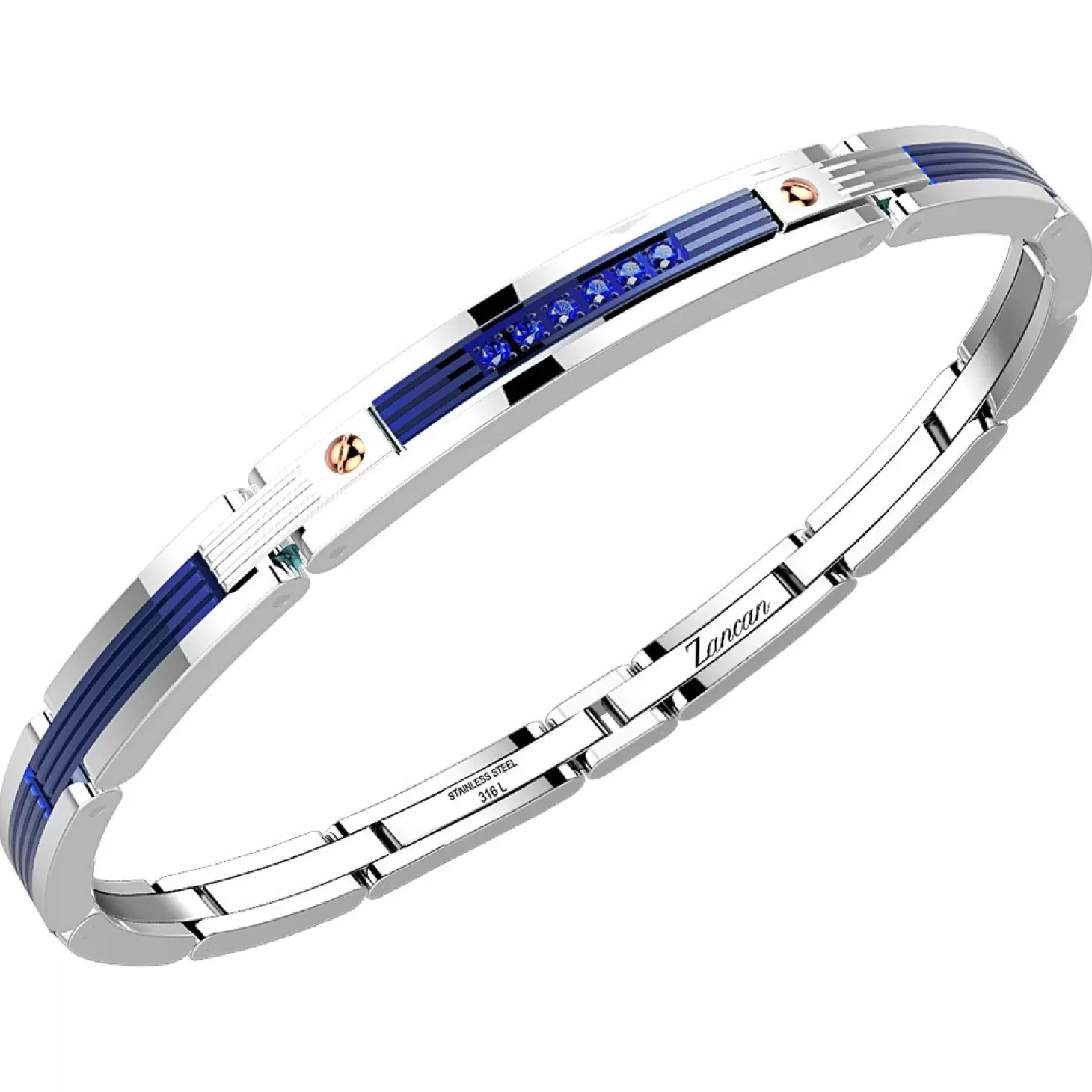 Zancan Gioielli Bracciale Zancan In Acciaio Blu Con Zaffiri Bianchi.> Bracciali