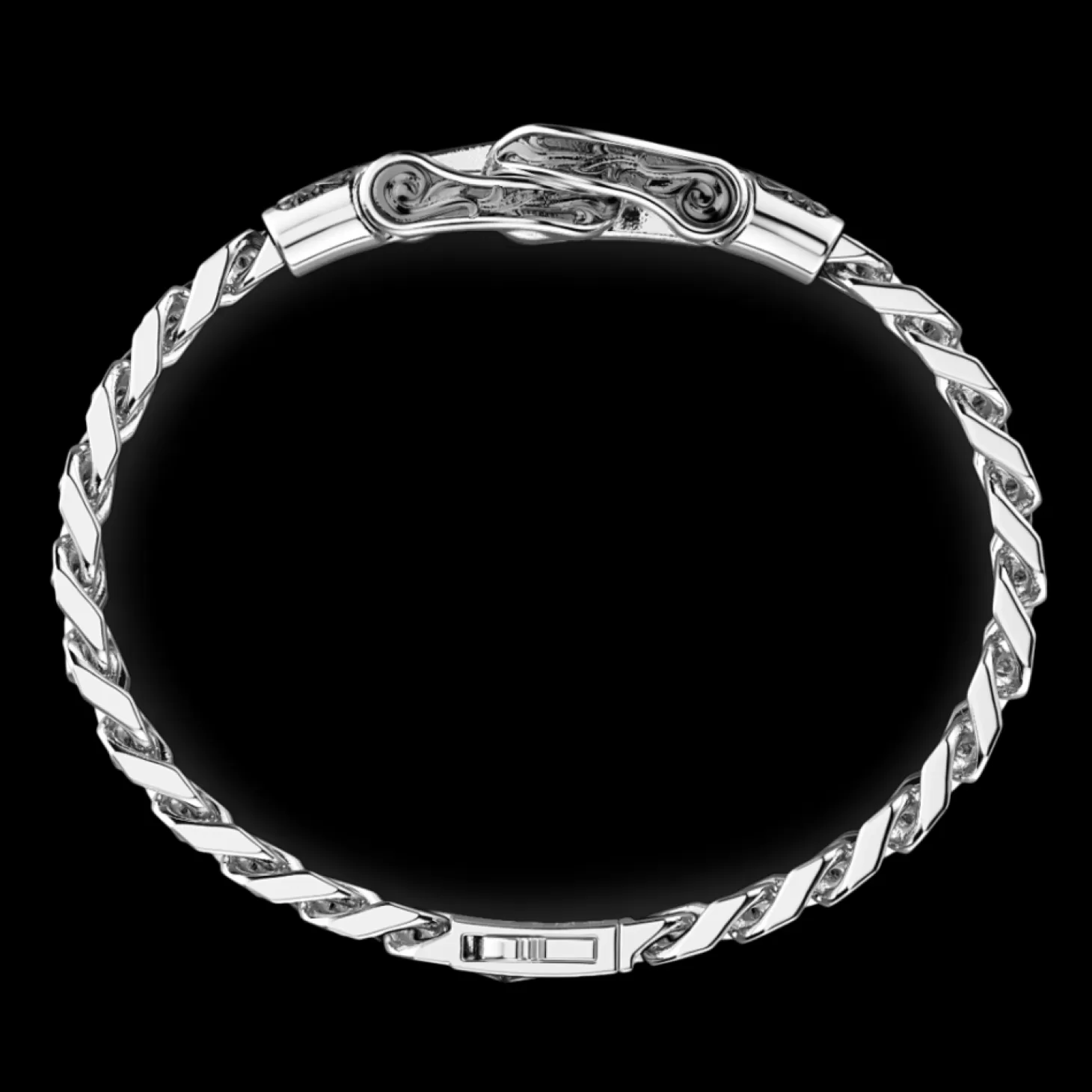 Zancan Gioielli Bracciale Zancan In Argento A Grumetta Con Fibia E Pietre Nere.> Bracciali