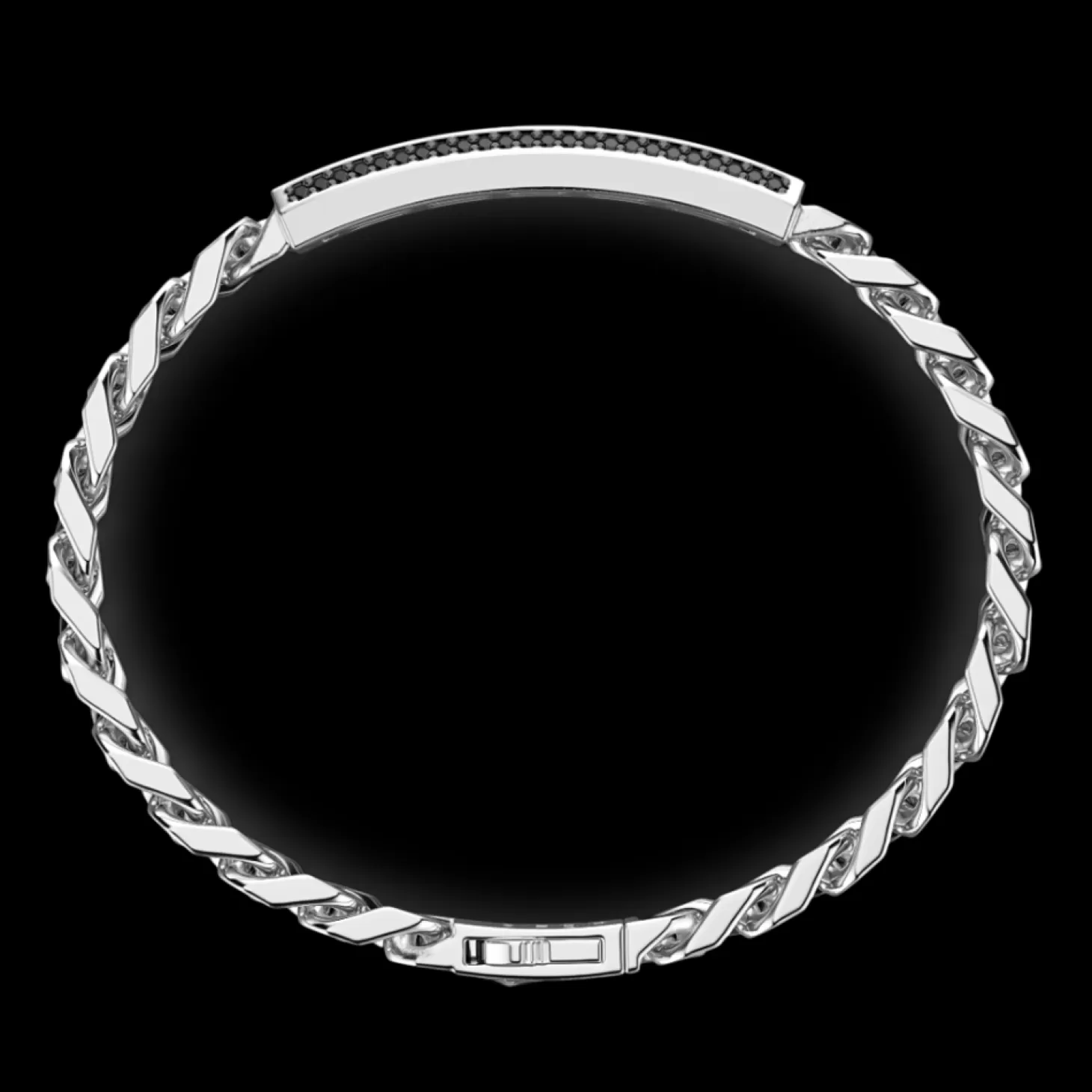Zancan Gioielli Bracciale Zancan In Argento A Grumetta Con Targa E Pietre Nere.> Bracciali