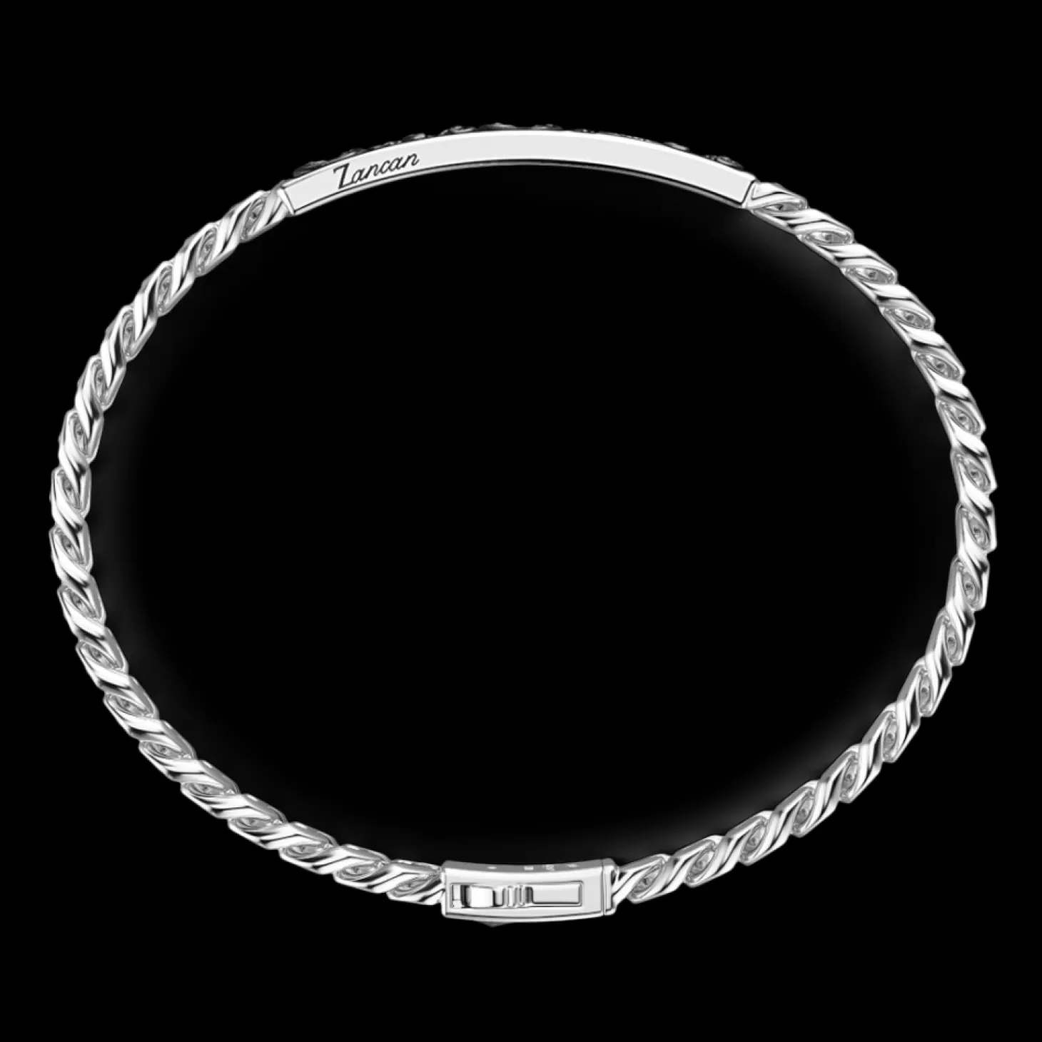Zancan Gioielli Bracciale Zancan In Argento A Grumetta Con Targa E Pietre Nere.> Bracciali
