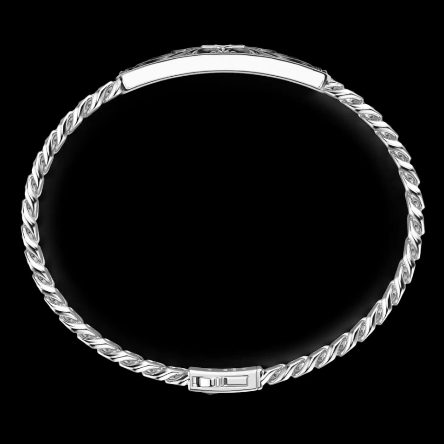 Zancan Gioielli Bracciale Zancan In Argento A Grumetta Con Targa E Pietre Nere.> Bracciali