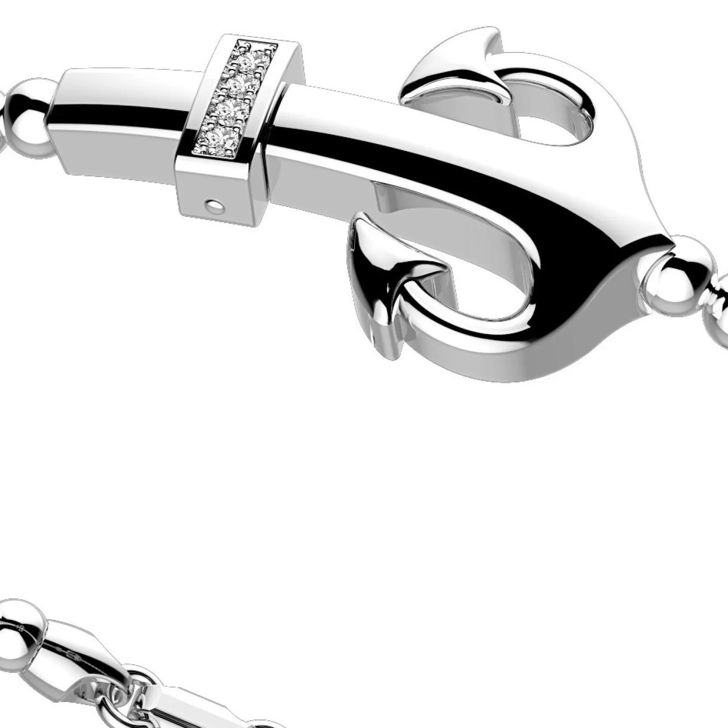 Zancan Gioielli Bracciale Zancan In Argento A Sfere Con Ancora E Pietre Bianche.> Bracciali