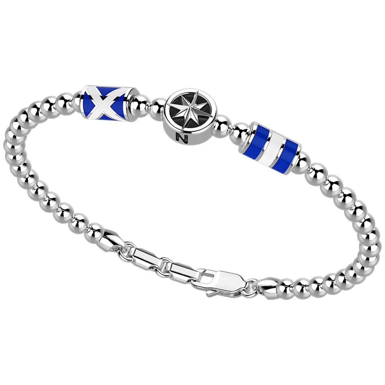 Zancan Gioielli Bracciale Zancan In Argento A Sfere Con Bandiere Nautiche E Rosa Dei Venti.> Bracciali