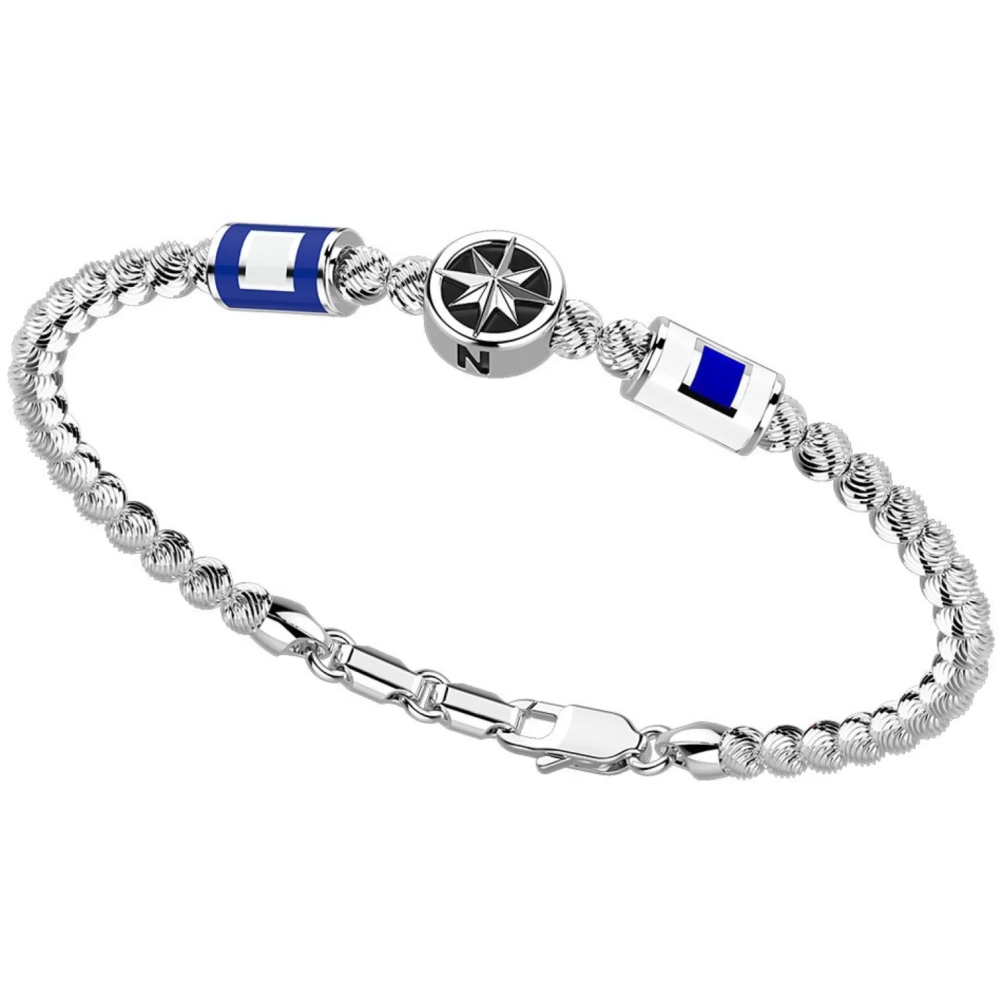 Zancan Gioielli Bracciale Zancan In Argento A Sfere Con Bandiere Nautiche E Rosa Dei Venti.> Bracciali