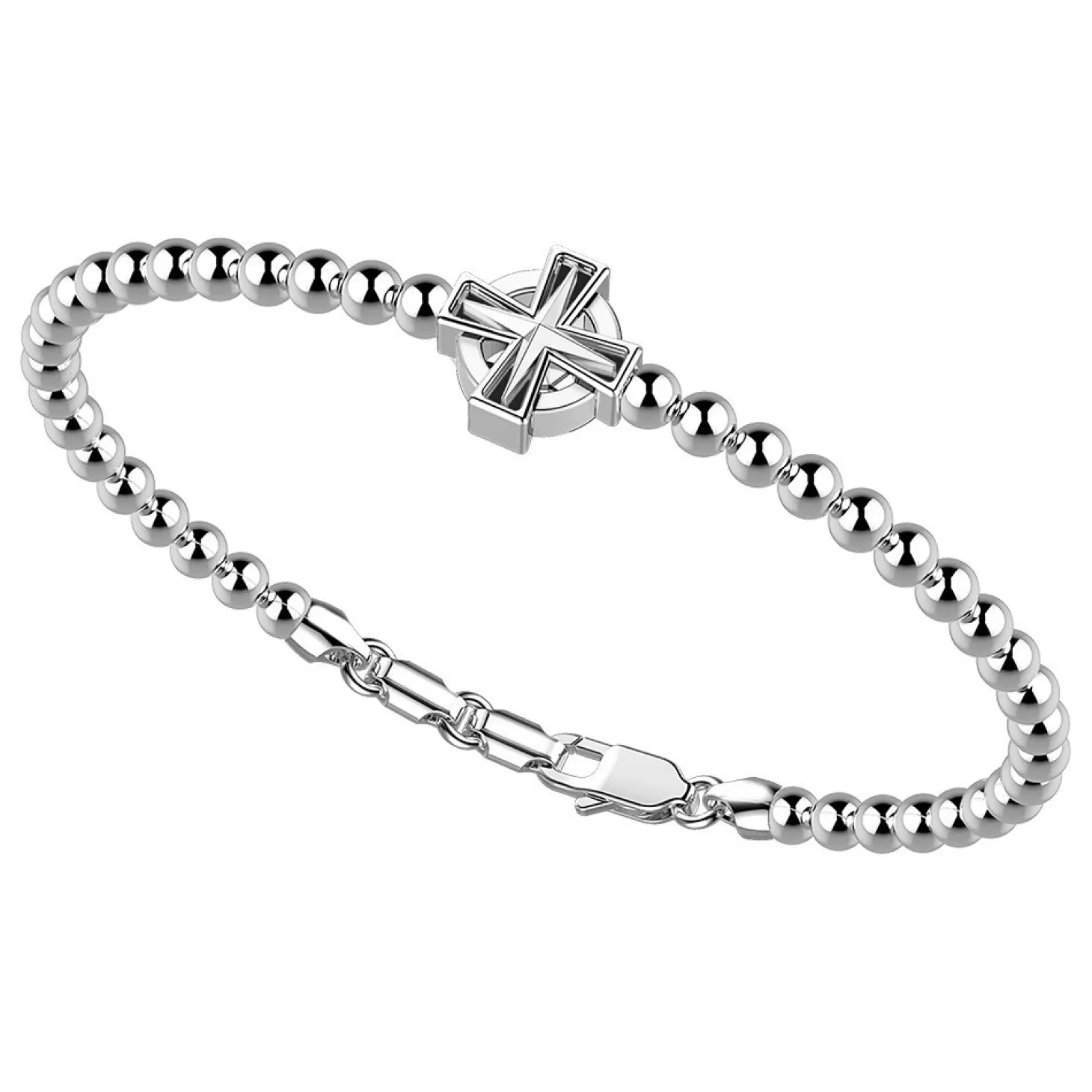Zancan Gioielli Bracciale Zancan In Argento A Sfere Con Croce Greca.> Bracciali
