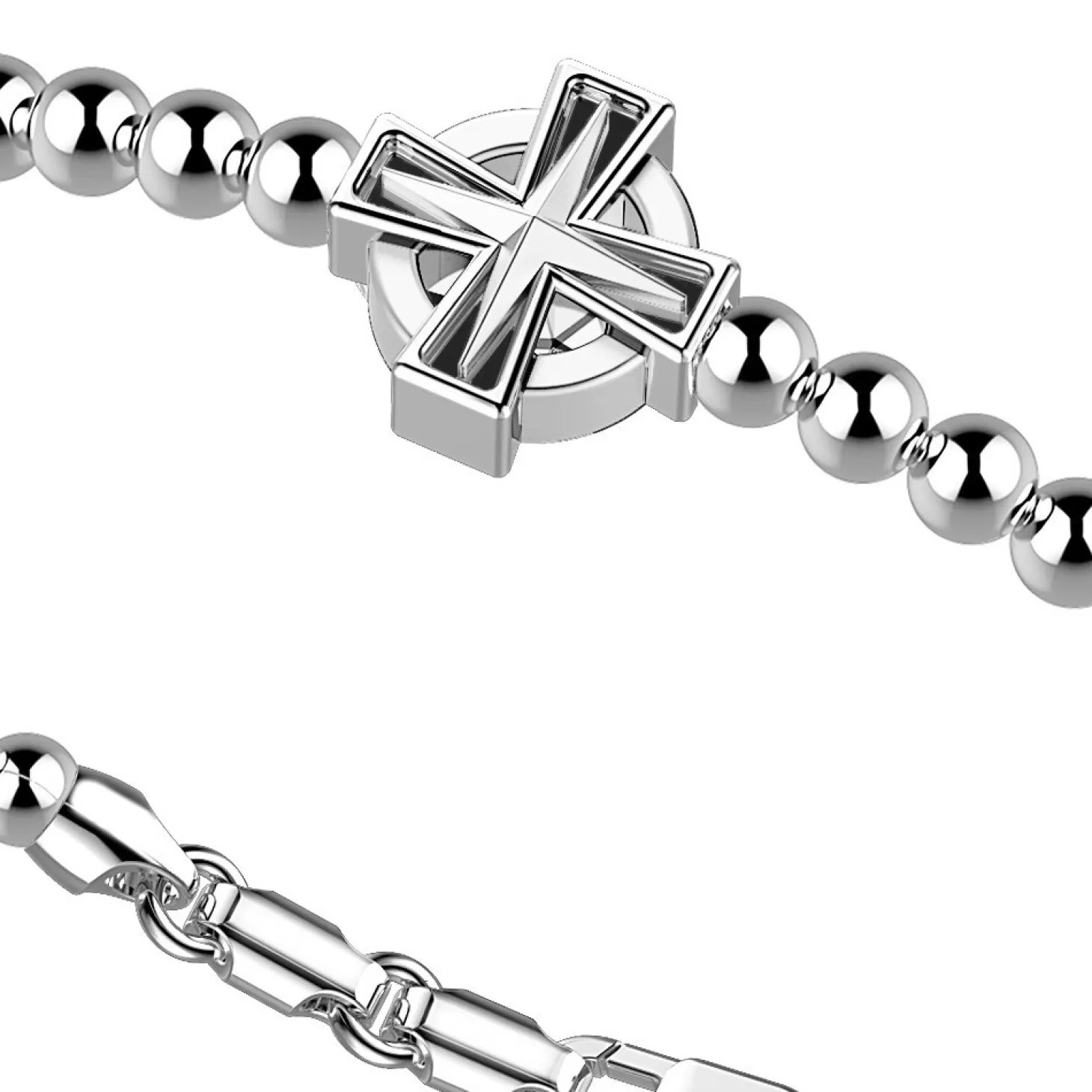 Zancan Gioielli Bracciale Zancan In Argento A Sfere Con Croce Greca.> Bracciali