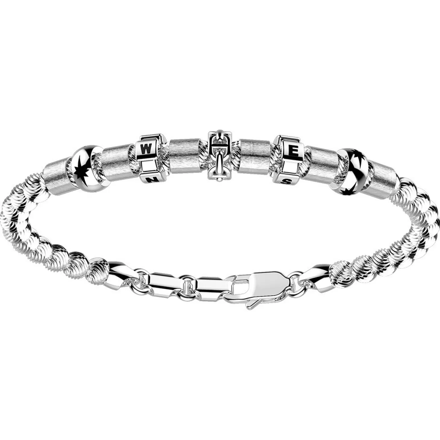 Zancan Gioielli Bracciale Zancan In Argento A Sfere Con Inserti Satinati E Coordinate Geografiche.> Bracciali