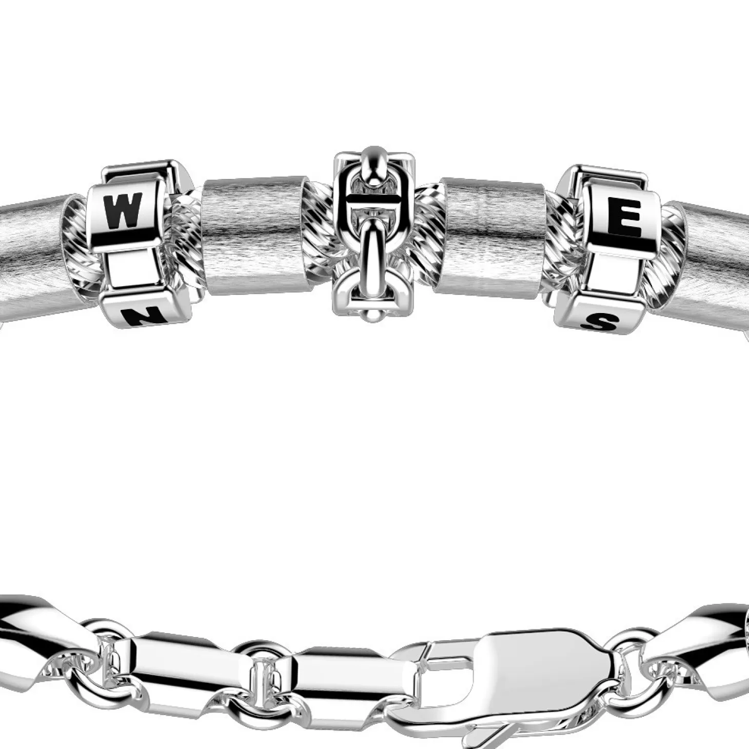 Zancan Gioielli Bracciale Zancan In Argento A Sfere Con Inserti Satinati E Coordinate Geografiche.> Bracciali