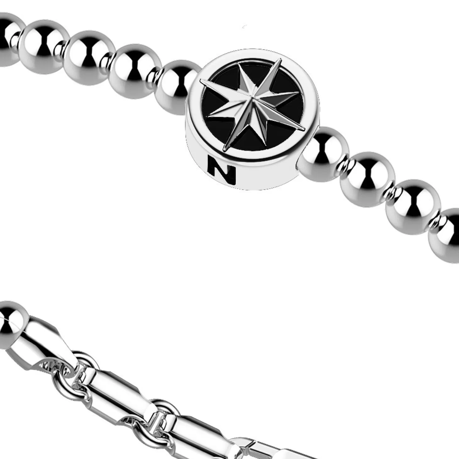 Zancan Gioielli Bracciale Zancan In Argento A Sfere Con Rosa Dei Venti.> Bracciali