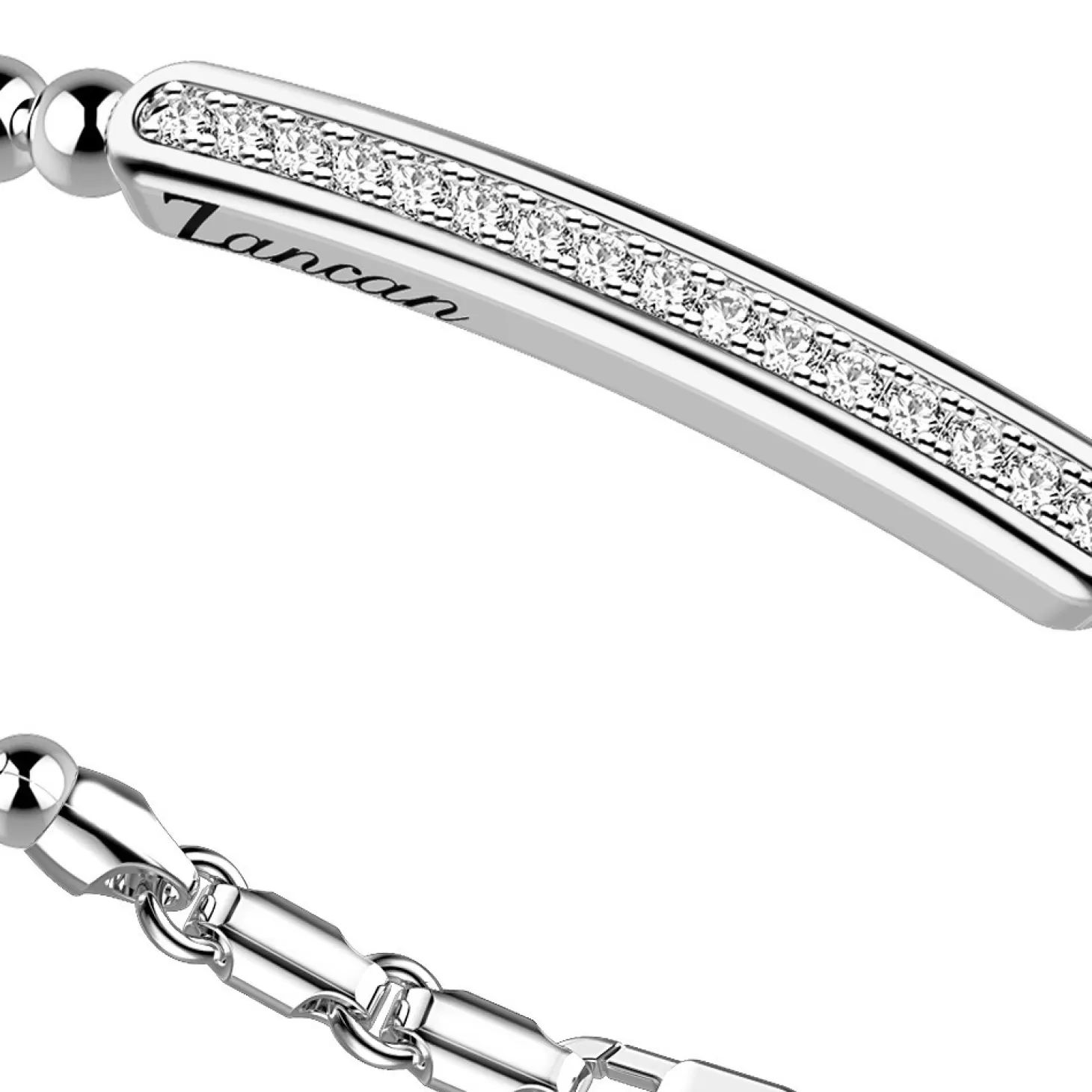 Zancan Gioielli Bracciale Zancan In Argento A Sfere Con Targa E Pietre Bianche.> Bracciali