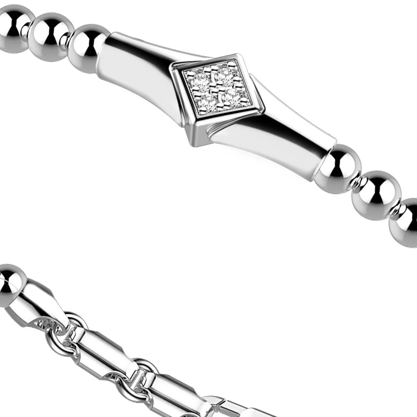 Zancan Gioielli Bracciale Zancan In Argento A Sfere Con Targa E Pietre Bianche.> Bracciali