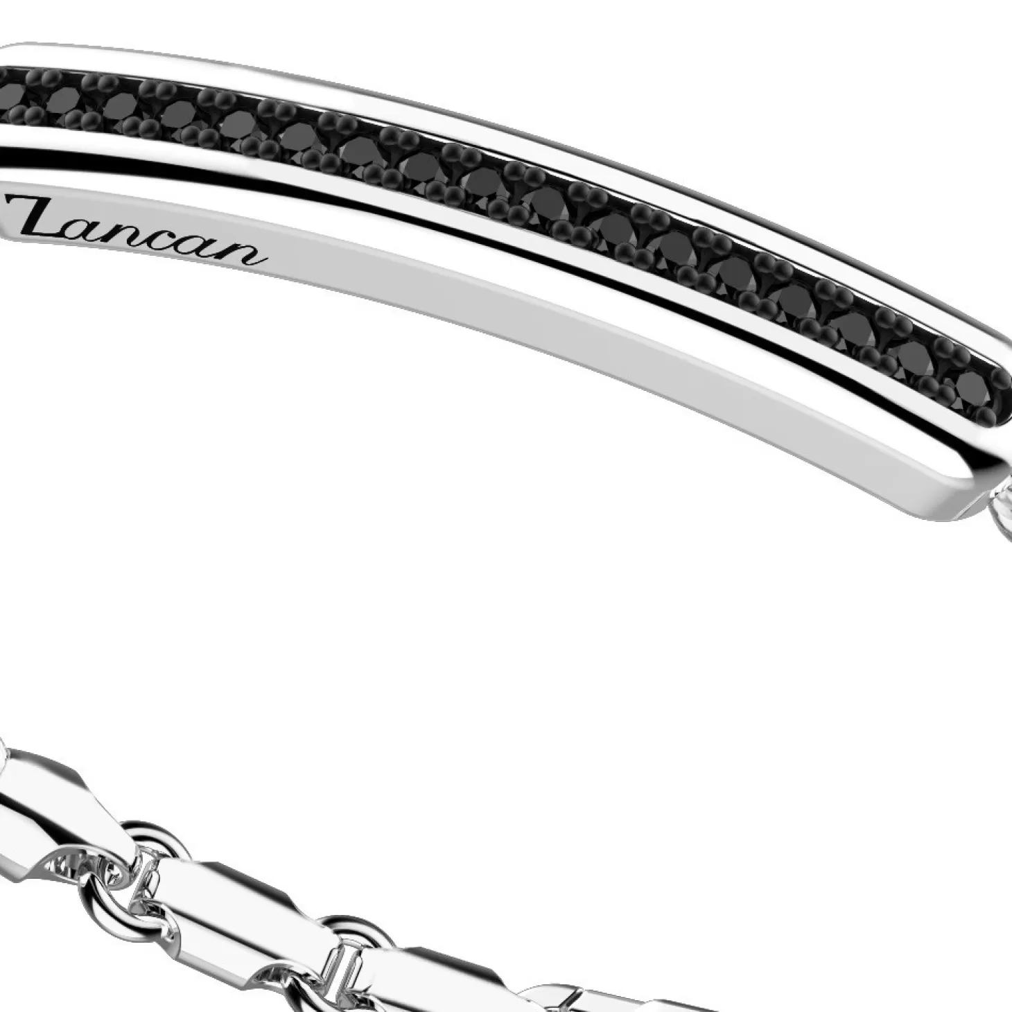 Zancan Gioielli Bracciale Zancan In Argento A Sfere Con Targa E Pietre Nere.> Bracciali