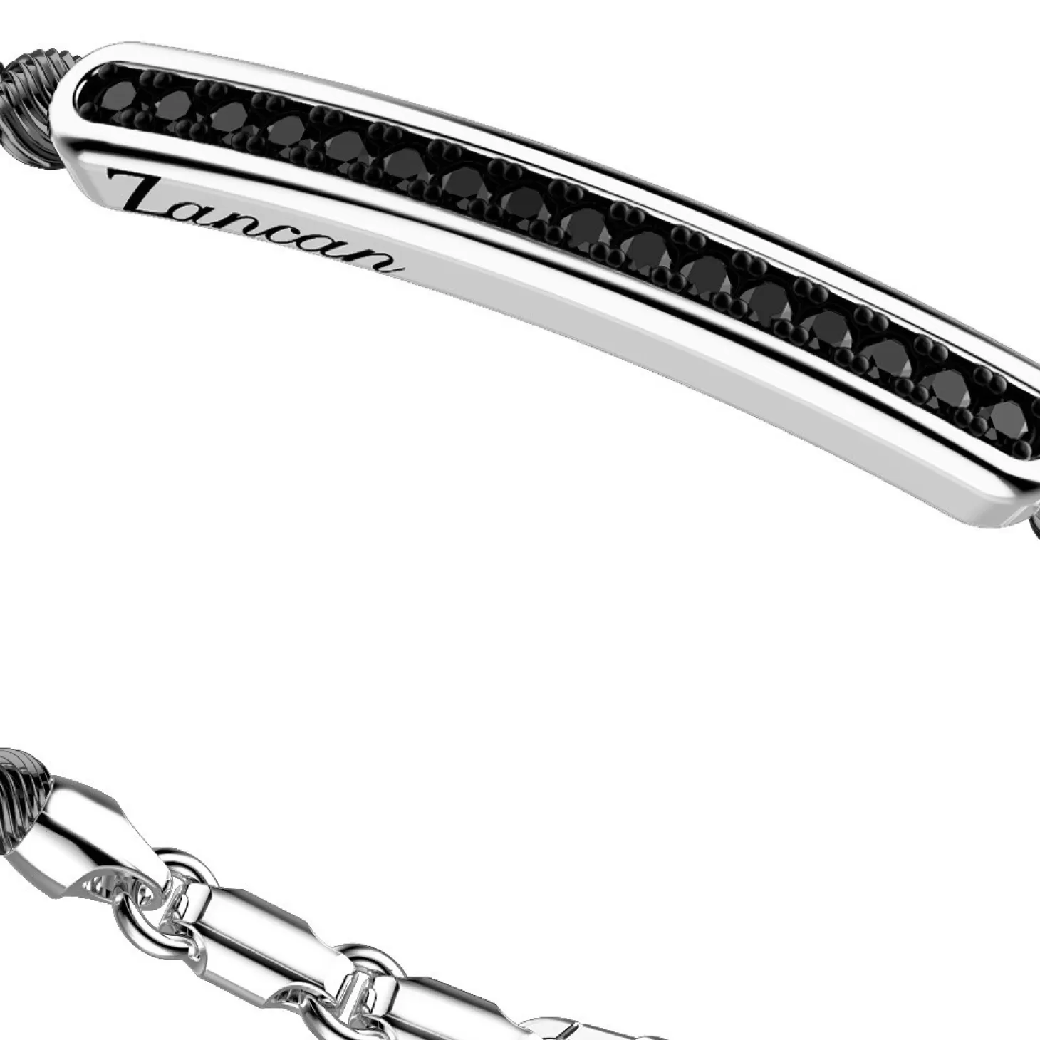 Zancan Gioielli Bracciale Zancan In Argento A Sfere Con Targa E Pietre Nere.> Bracciali