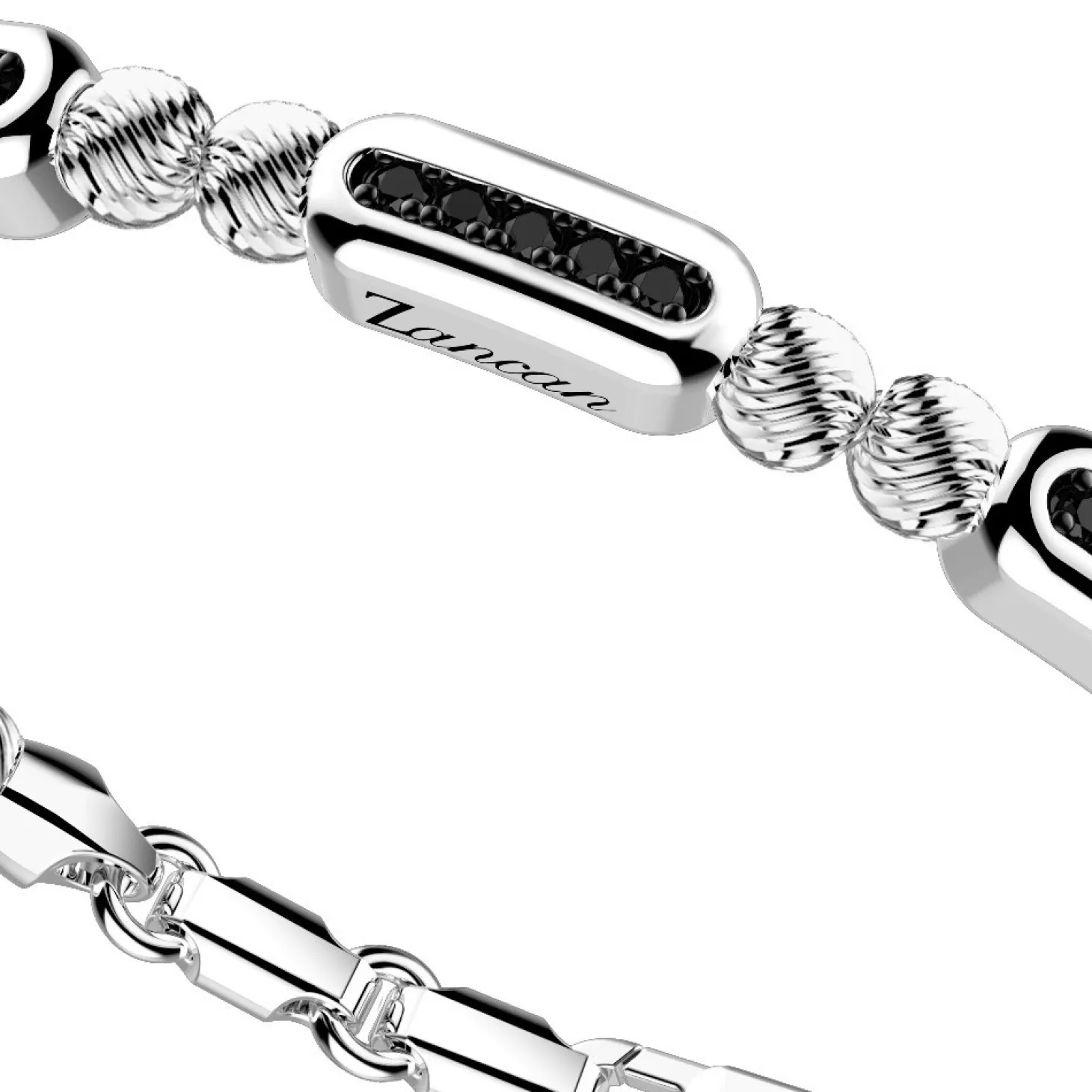 Zancan Gioielli Bracciale Zancan In Argento A Sfere Con Targhe E Pietre Nere.> Bracciali