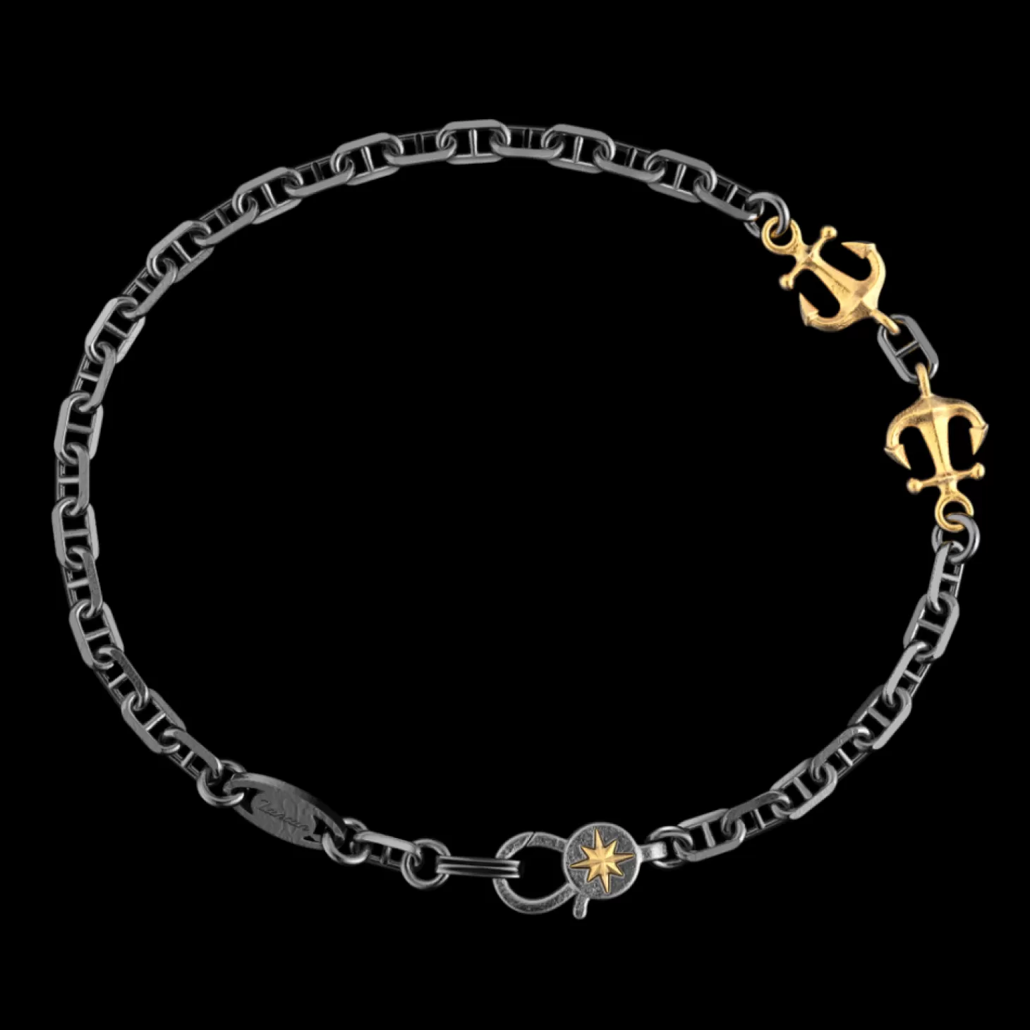 Zancan Gioielli Bracciale Zancan In Argento Brunito Con Ancora.> Bracciali
