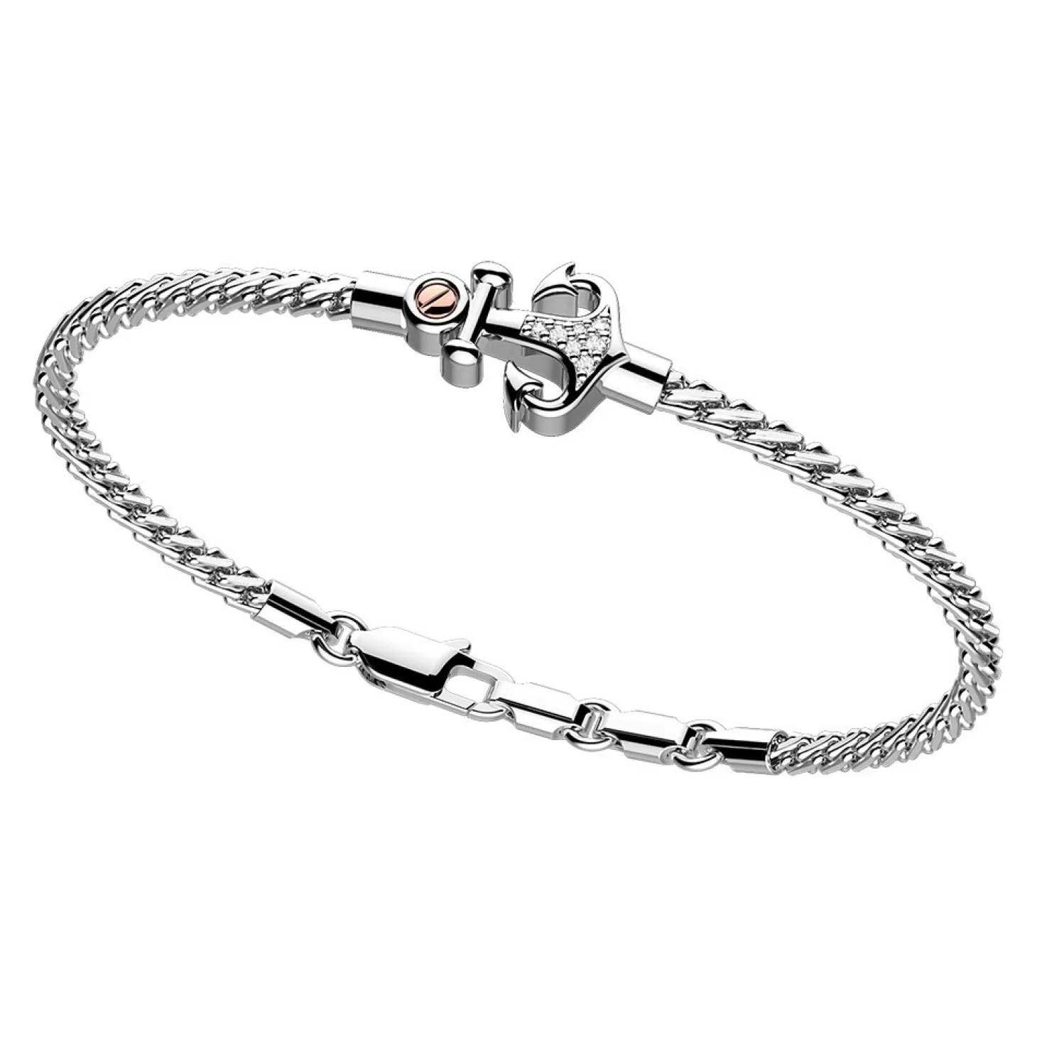 Zancan Gioielli Bracciale Zancan In Argento Con Ancora E Pietre Bianche.> Bracciali