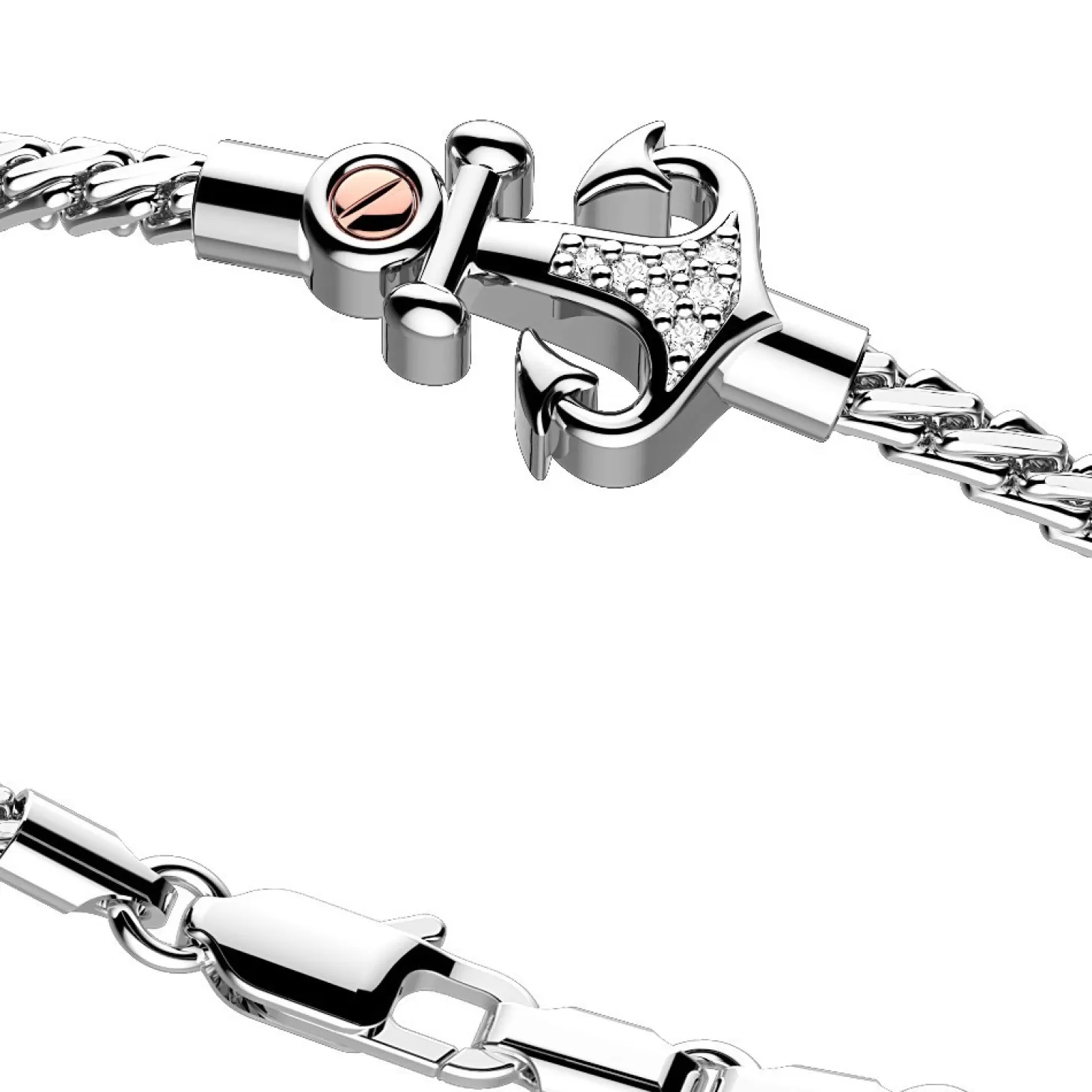 Zancan Gioielli Bracciale Zancan In Argento Con Ancora E Pietre Bianche.> Bracciali