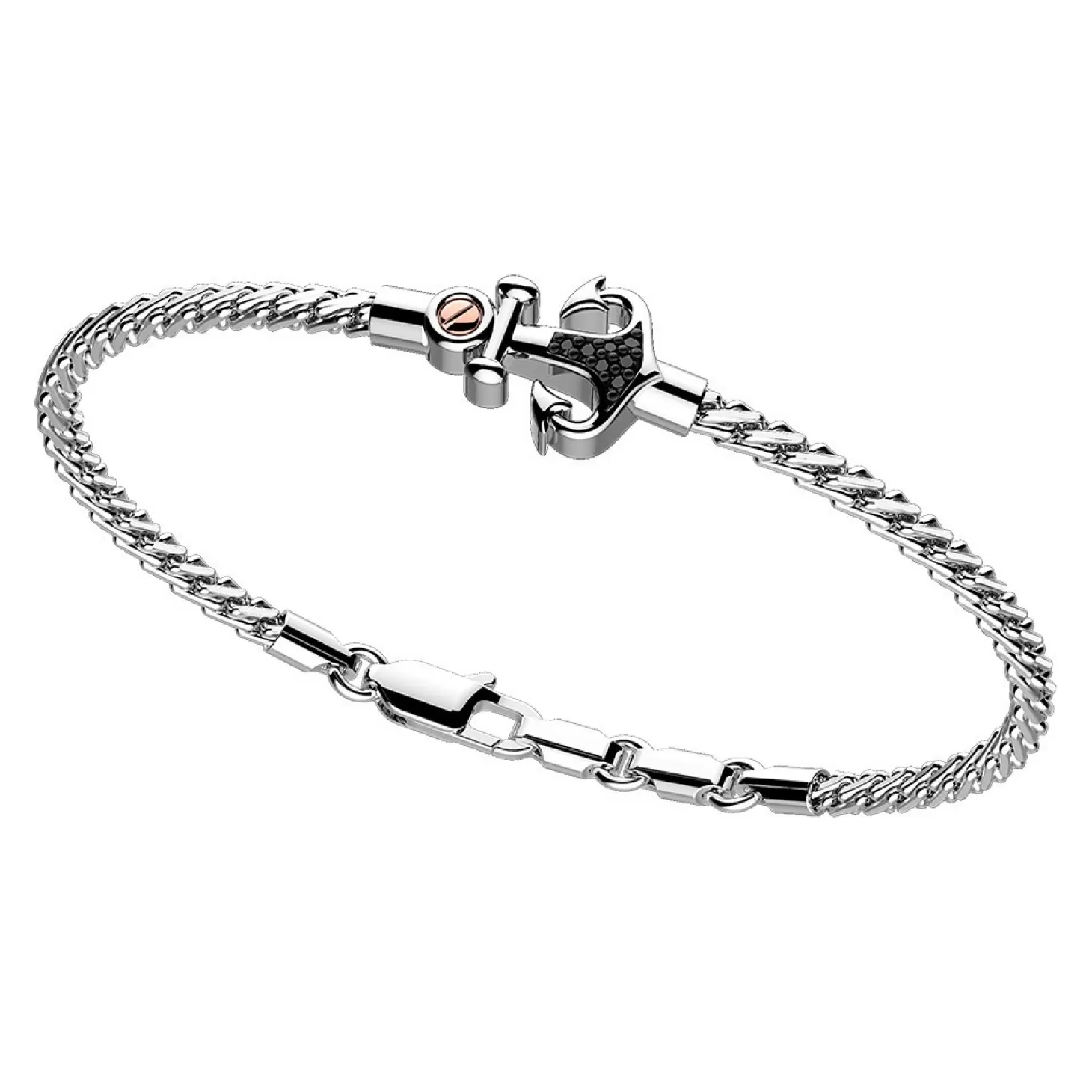 Zancan Gioielli Bracciale Zancan In Argento Con Ancora E Pietre Nere.> Bracciali