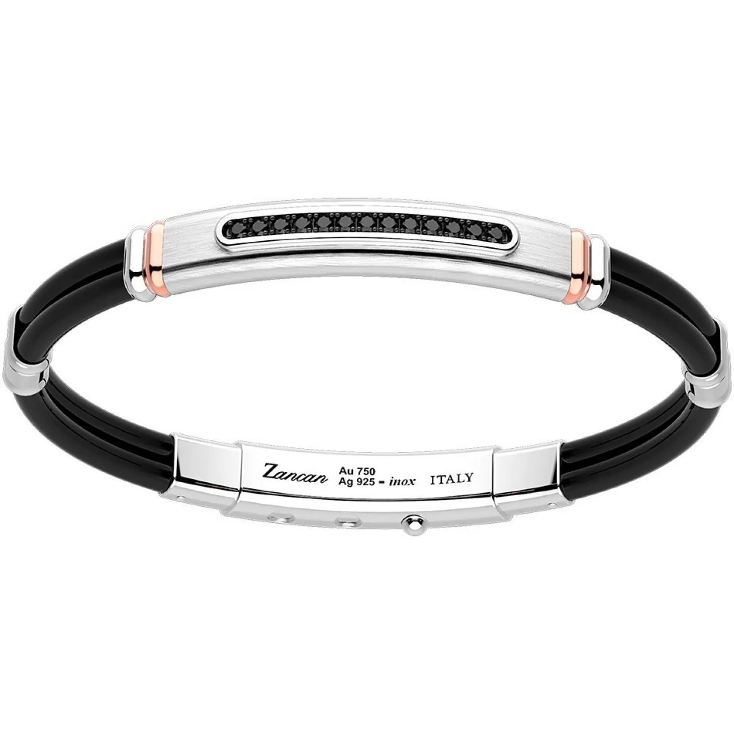 Zancan Gioielli Bracciale Zancan In Argento Con Inserti In Oro 18K, Pietre E Silicone.> Bracciali