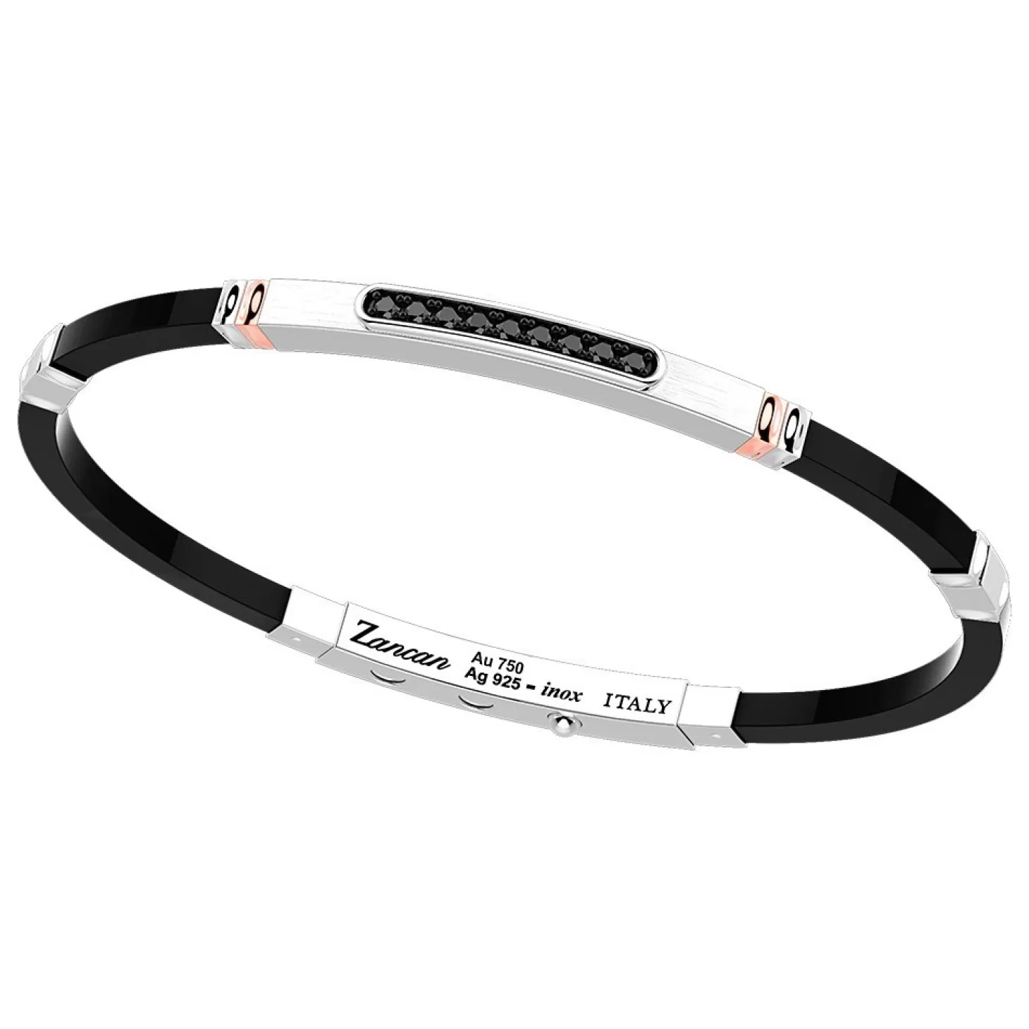 Zancan Gioielli Bracciale Zancan In Argento Con Inserti In Oro 18K, Pietre E Silicone.> Bracciali