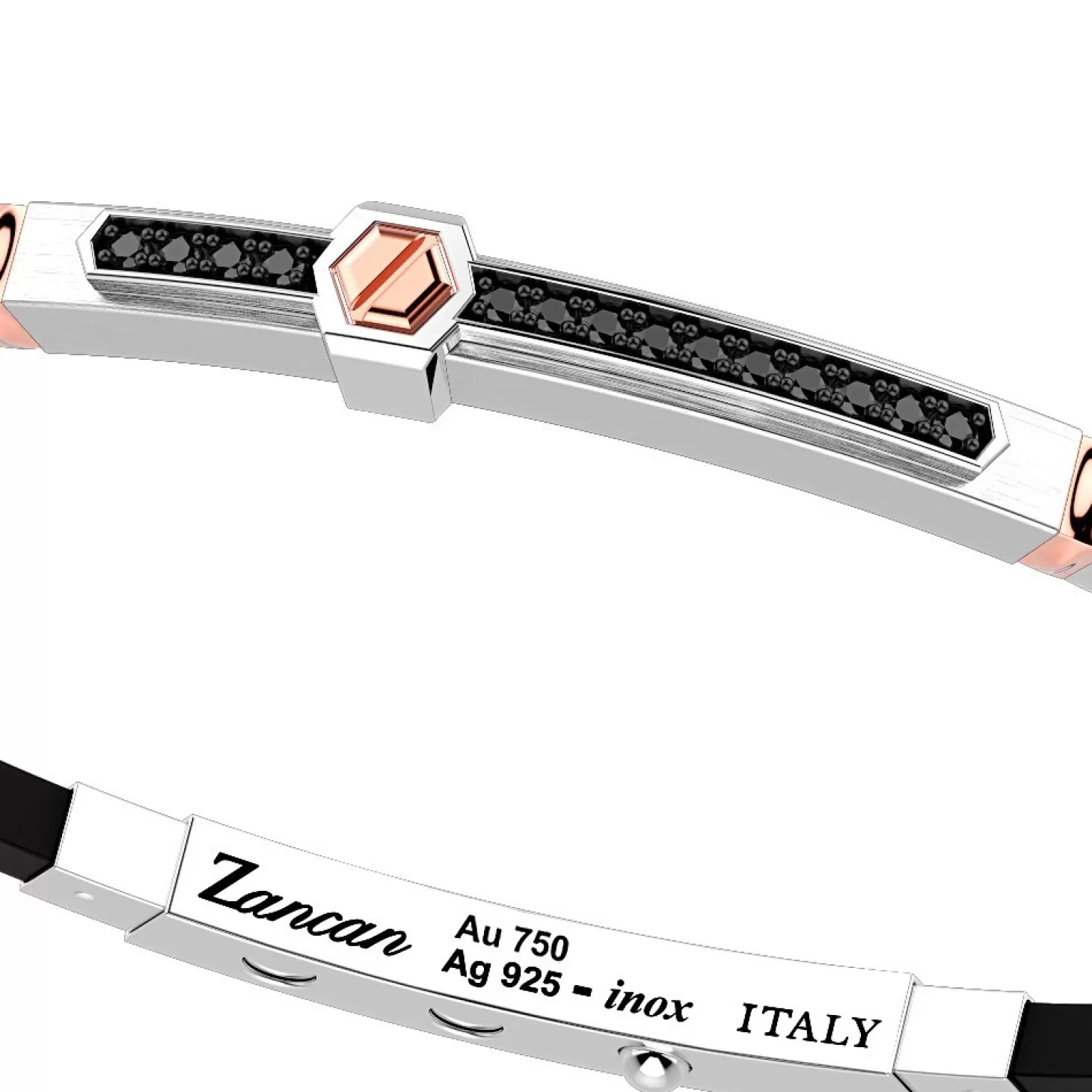 Zancan Gioielli Bracciale Zancan In Argento Con Inserti In Oro 18K, Pietre E Silicone.> Bracciali