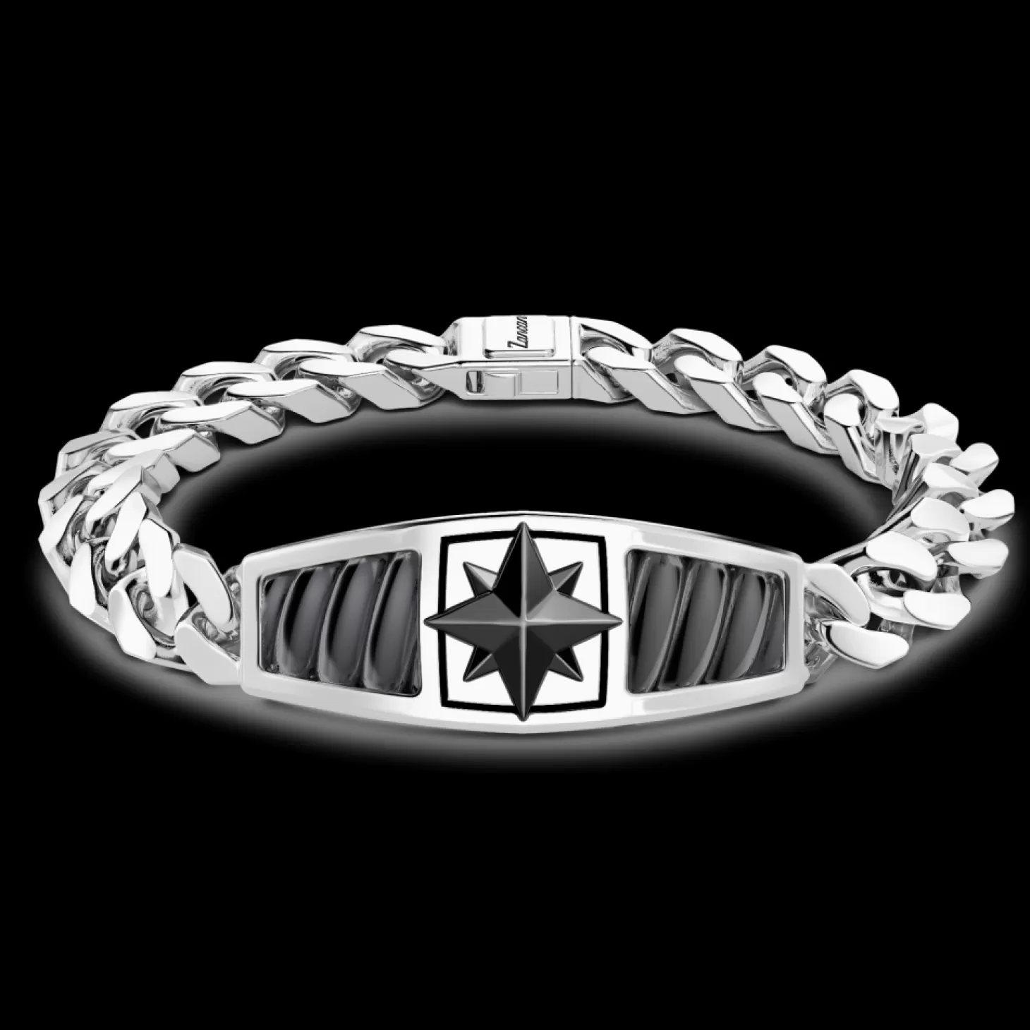 Zancan Gioielli Bracciale Zancan In Argento Con Maglia Grumette E Targa Con Rosa Dei Venti In Ceramica.> Bracciali