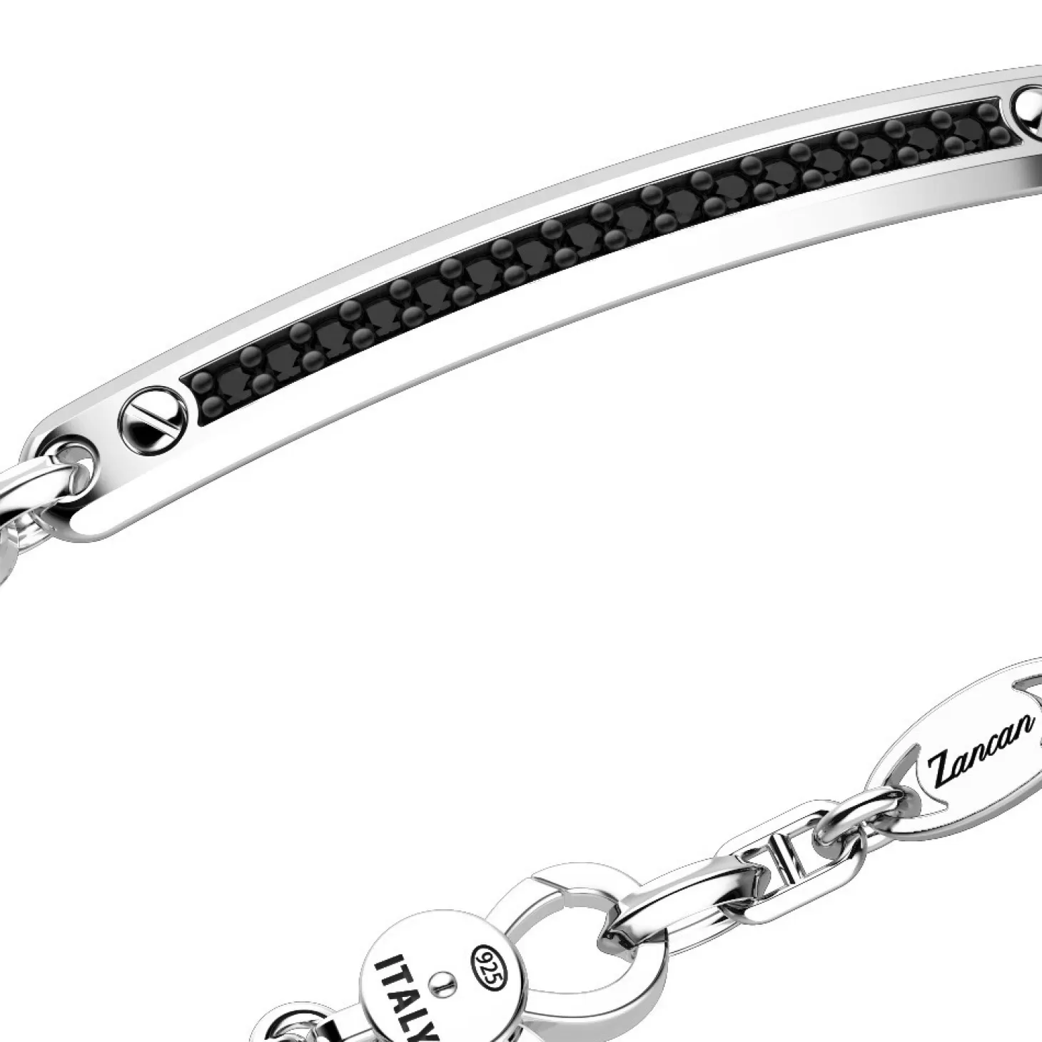 Zancan Gioielli Bracciale Zancan In Argento Con Targa, Ancore E Pietre Nere.> Bracciali
