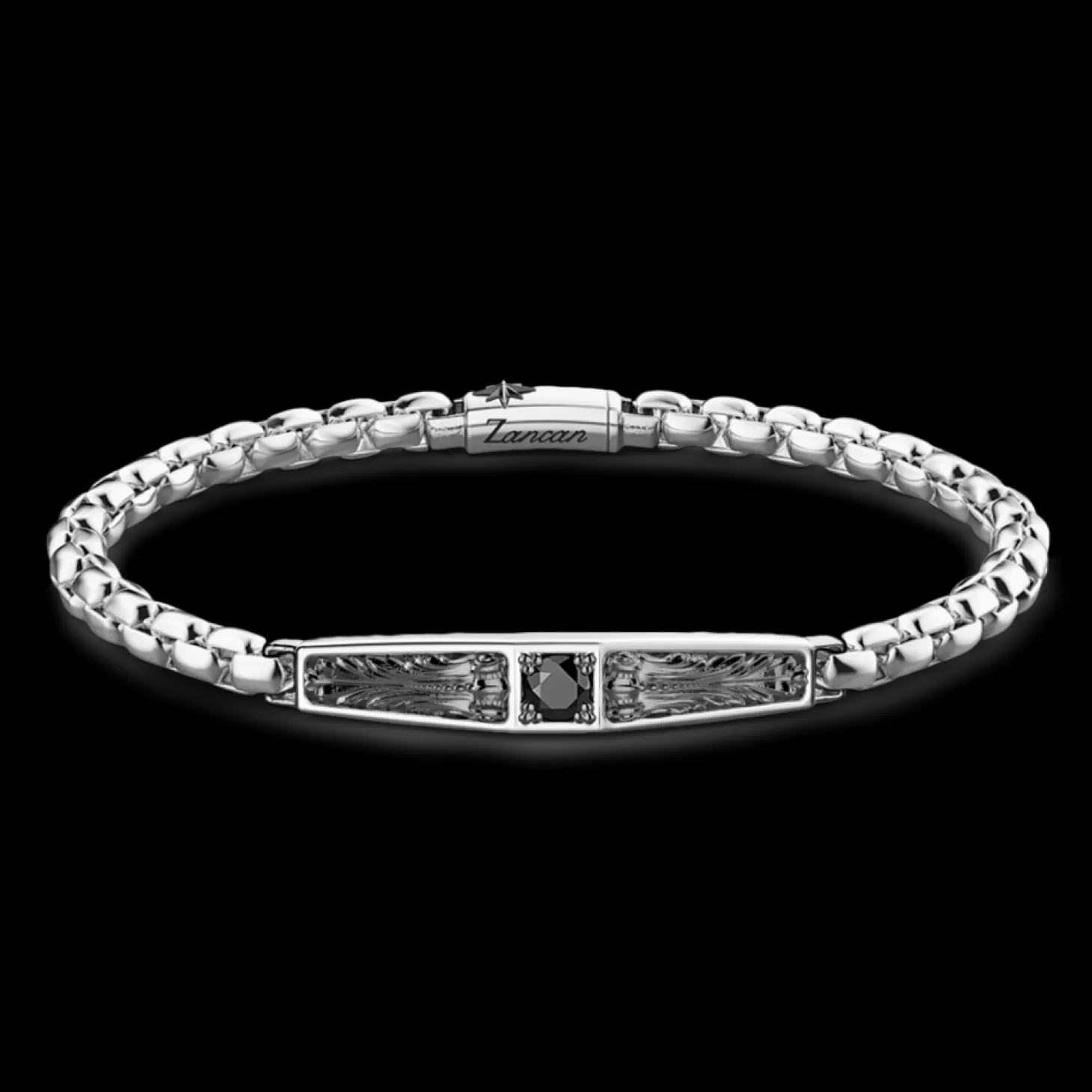 Zancan Gioielli Bracciale Zancan In Argento Con Targa E Pietra Nera.> Bracciali