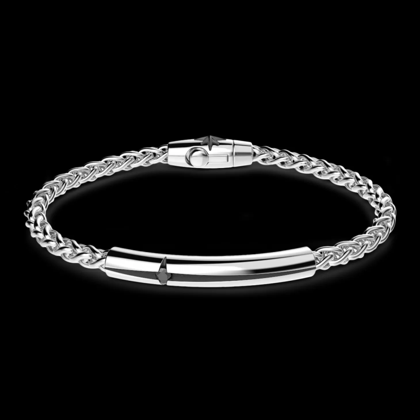 Zancan Gioielli Bracciale Zancan In Argento Con Targa E Pietra Nera.> Bracciali