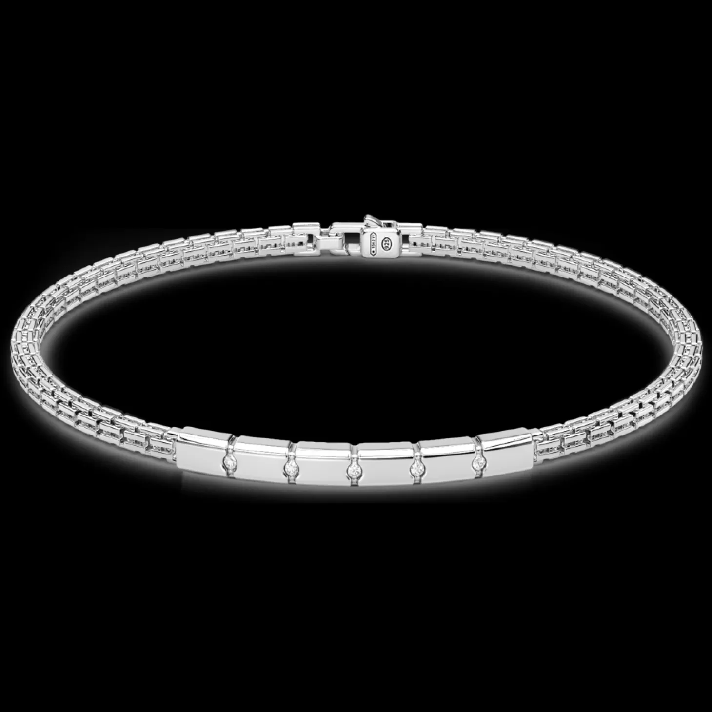 Zancan Gioielli Bracciale Zancan In Argento Con Targa E Pietre Bianche.> Bracciali