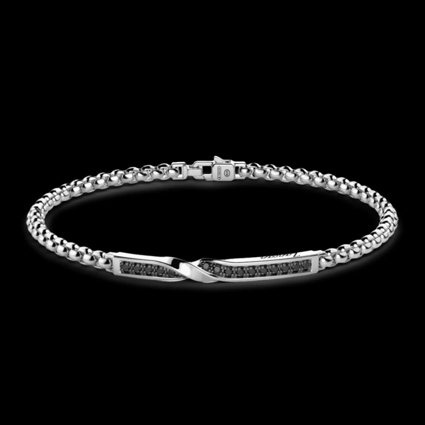 Zancan Gioielli Bracciale Zancan In Argento Con Targa E Pietre Nere> Bracciali