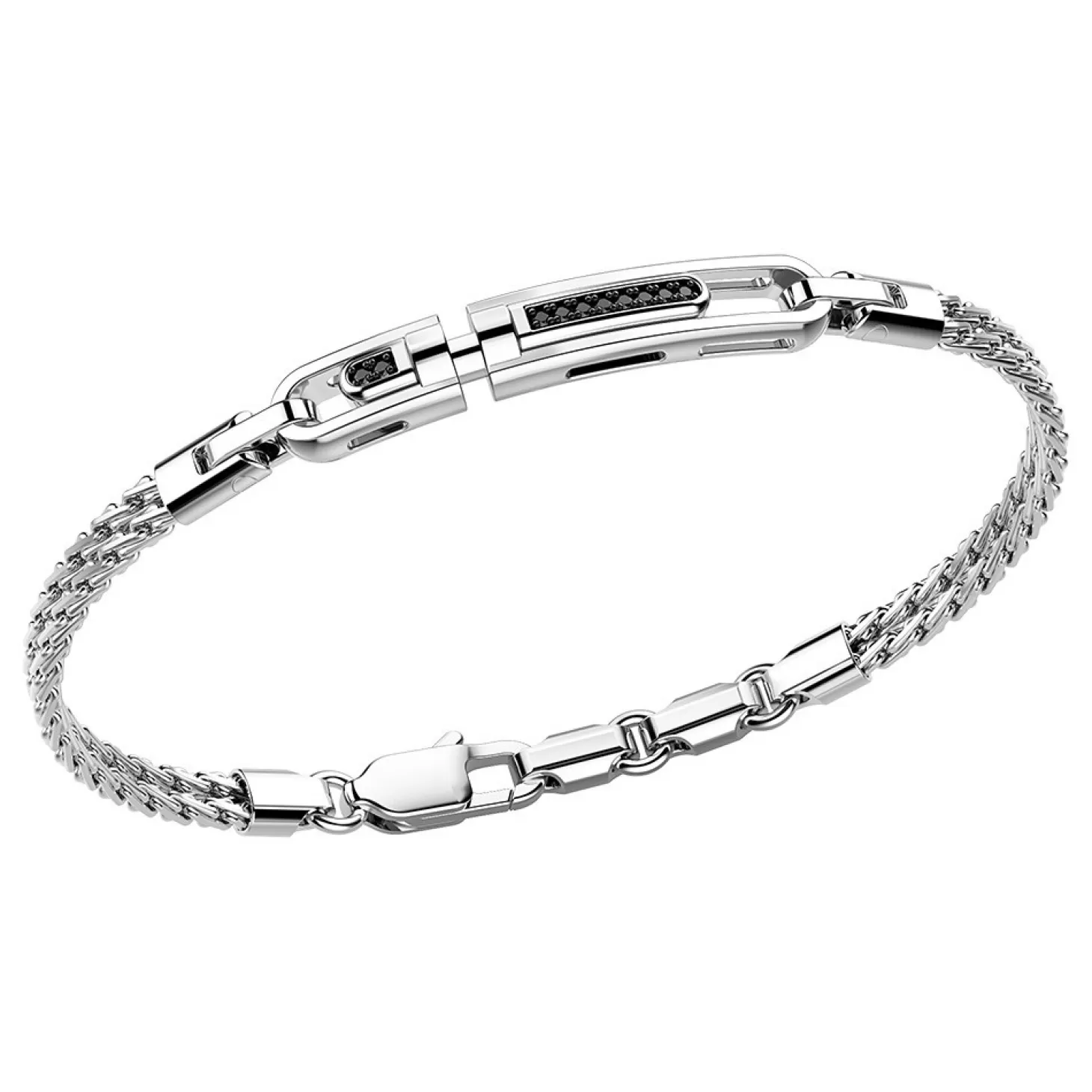 Zancan Gioielli Bracciale Zancan In Argento Con Targa E Pietre Nere.> Bracciali