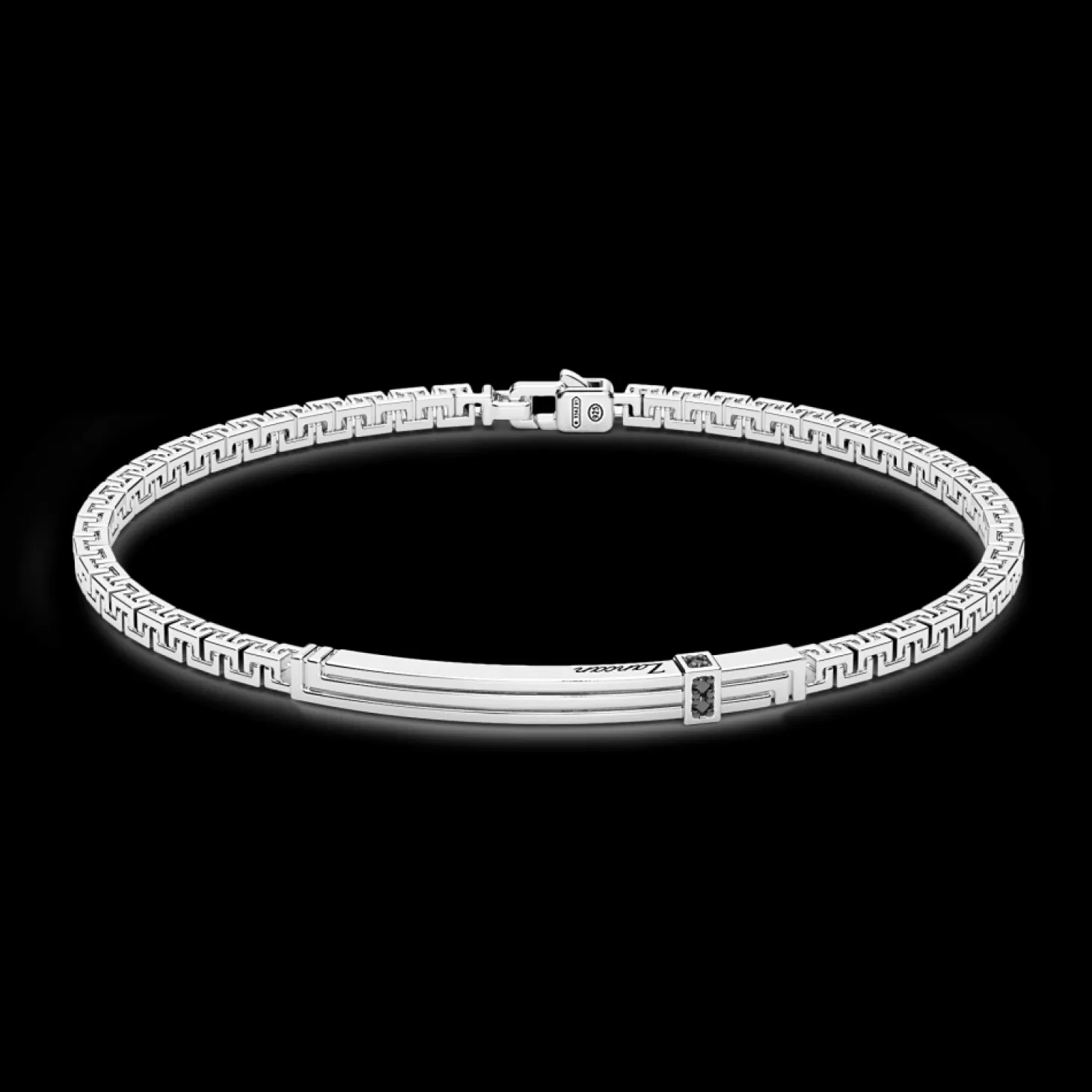 Zancan Gioielli Bracciale Zancan In Argento Con Targa E Pietre Nere.> Bracciali