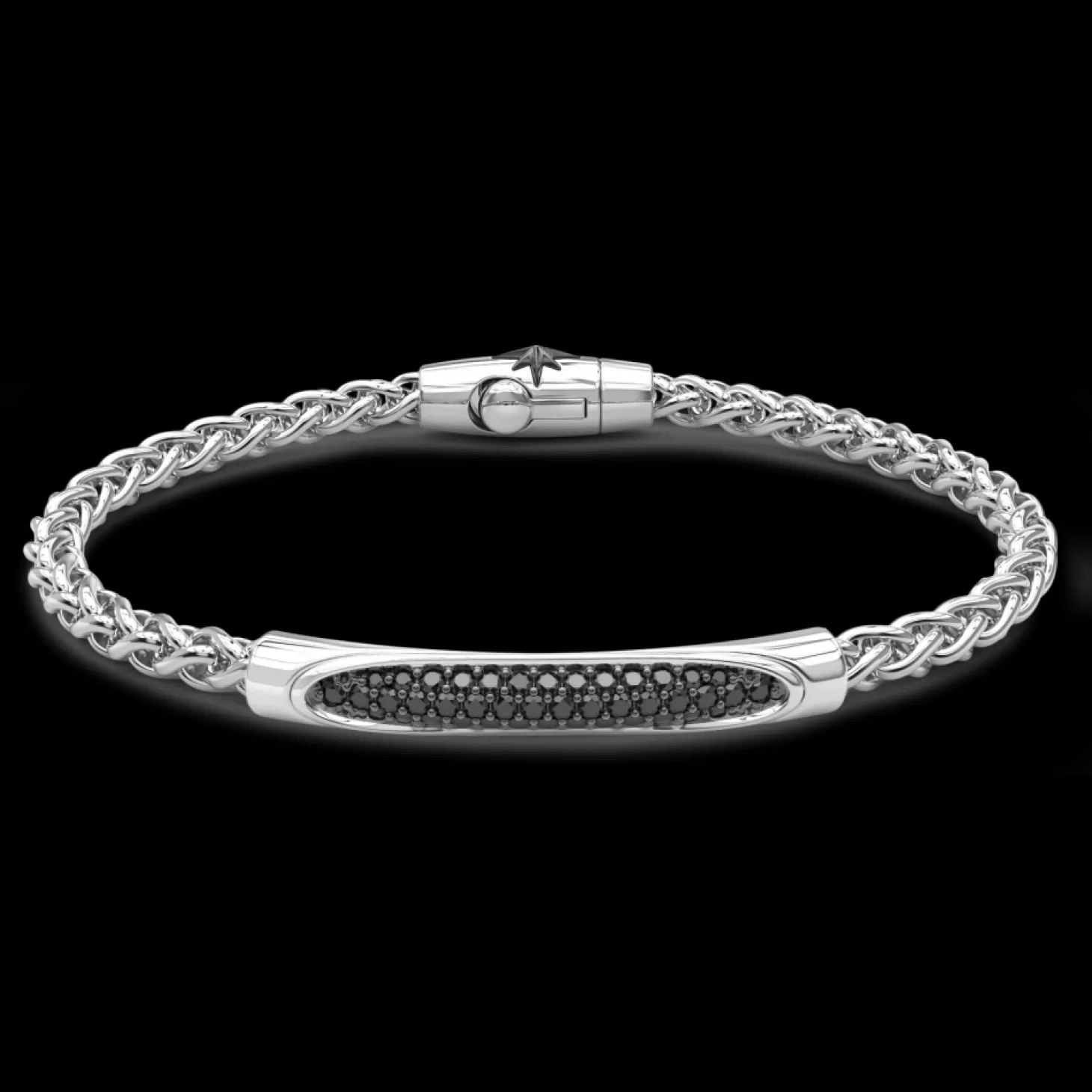 Zancan Gioielli Bracciale Zancan In Argento Con Targa E Pietre Nere.> Bracciali