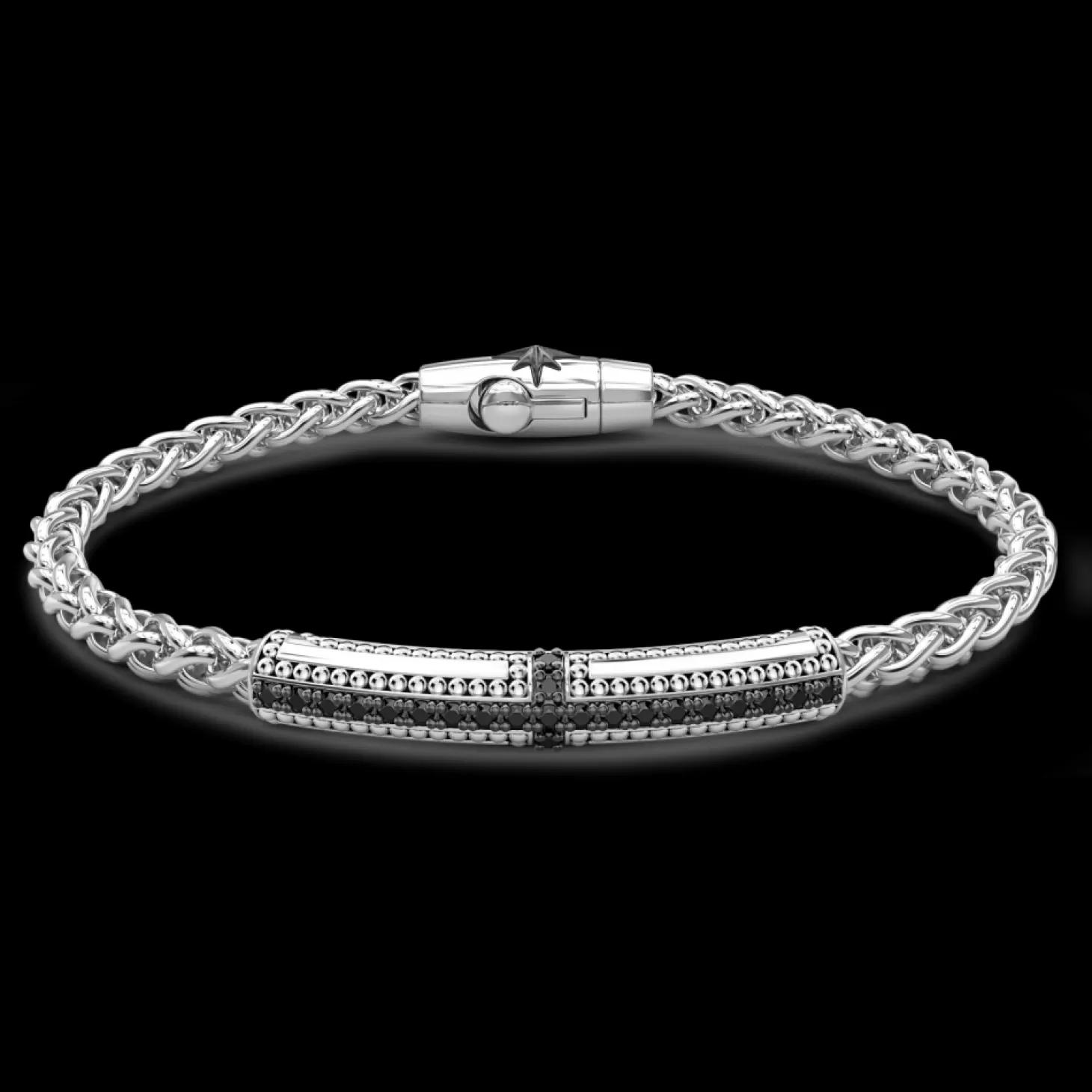 Zancan Gioielli Bracciale Zancan In Argento Con Targa E Pietre Nere.> Bracciali