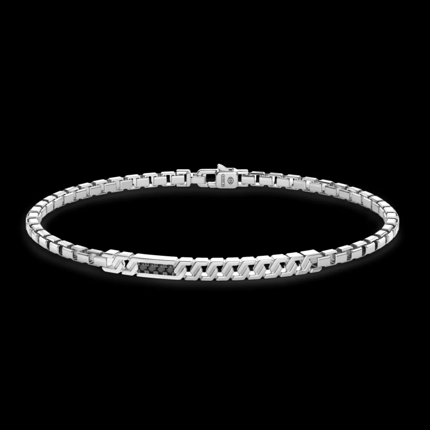 Zancan Gioielli Bracciale Zancan In Argento Con Targa E Pietre Nere.> Bracciali