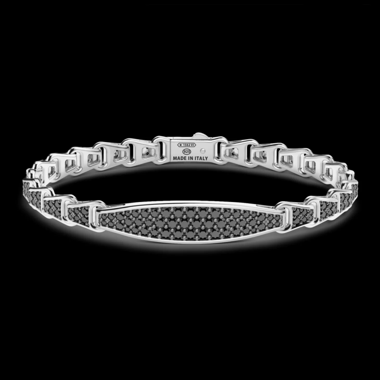 Zancan Gioielli Bracciale Zancan In Argento Con Targa E Pietre Nere.> Bracciali