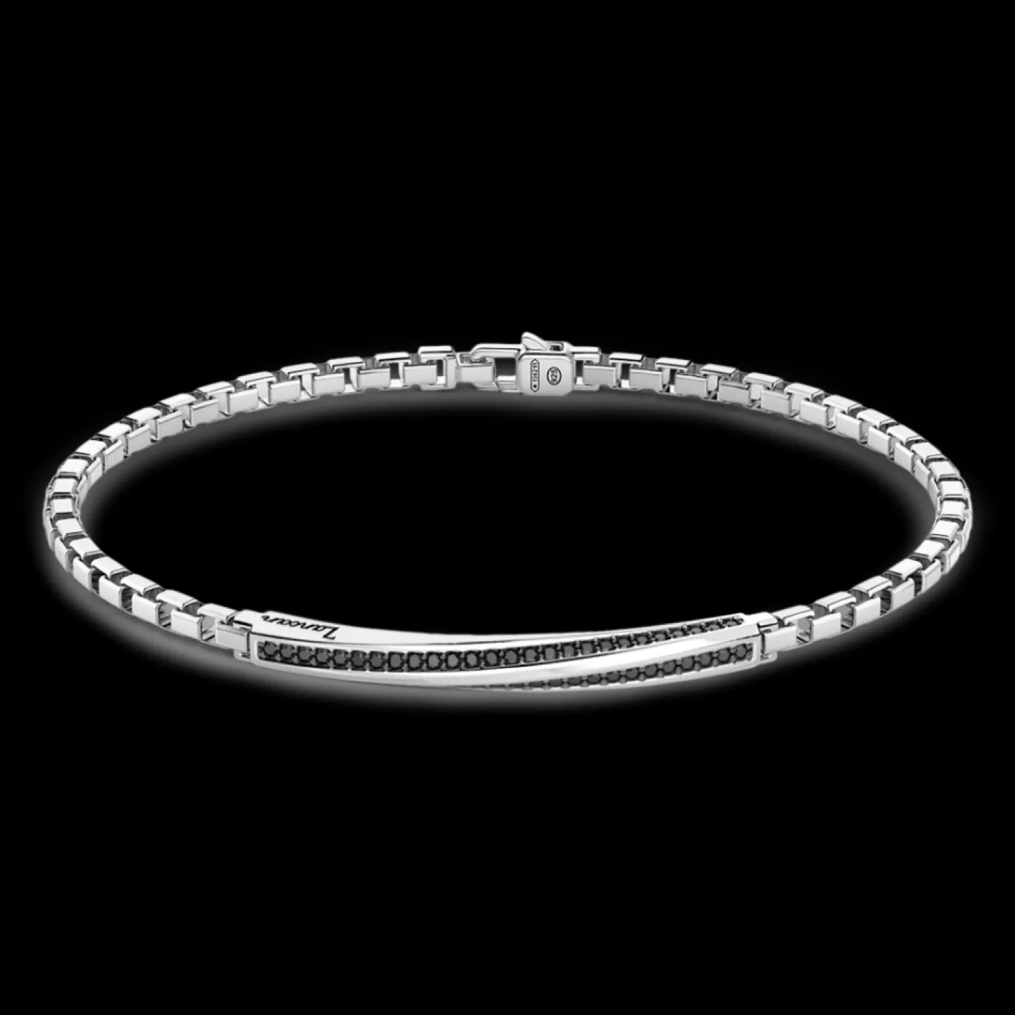 Zancan Gioielli Bracciale Zancan In Argento Con Targa E Pietre Nere.> Bracciali