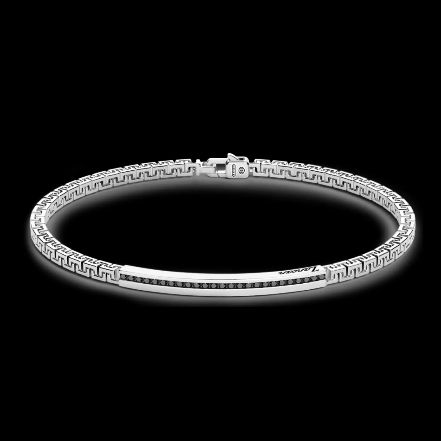 Zancan Gioielli Bracciale Zancan In Argento Con Targa E Pietre Nere.> Bracciali