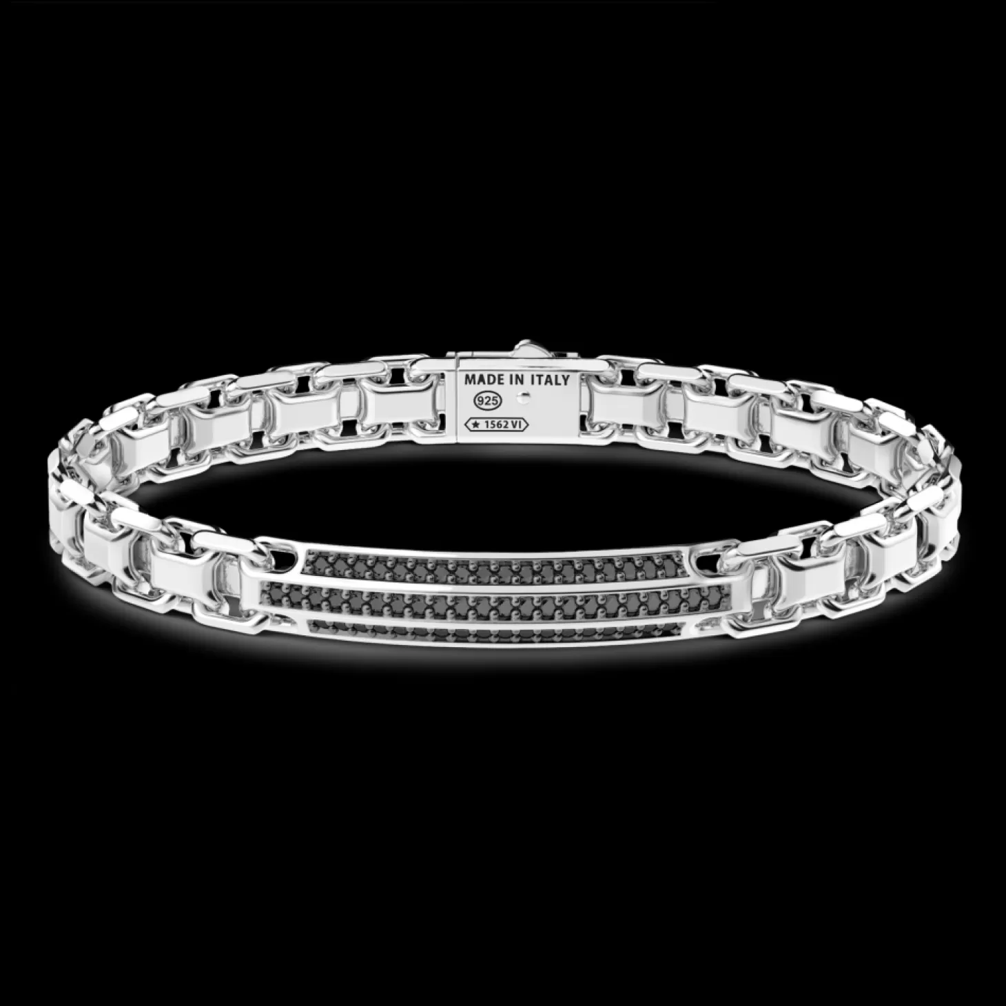 Zancan Gioielli Bracciale Zancan In Argento Con Targa E Pietre Nere.> Bracciali