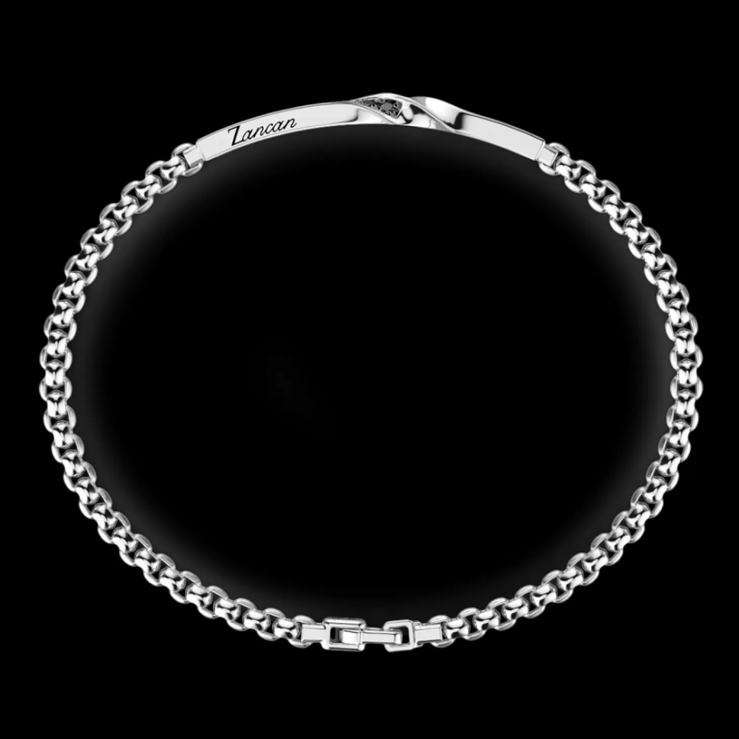 Zancan Gioielli Bracciale Zancan In Argento Con Targa E Pietre Nere> Bracciali