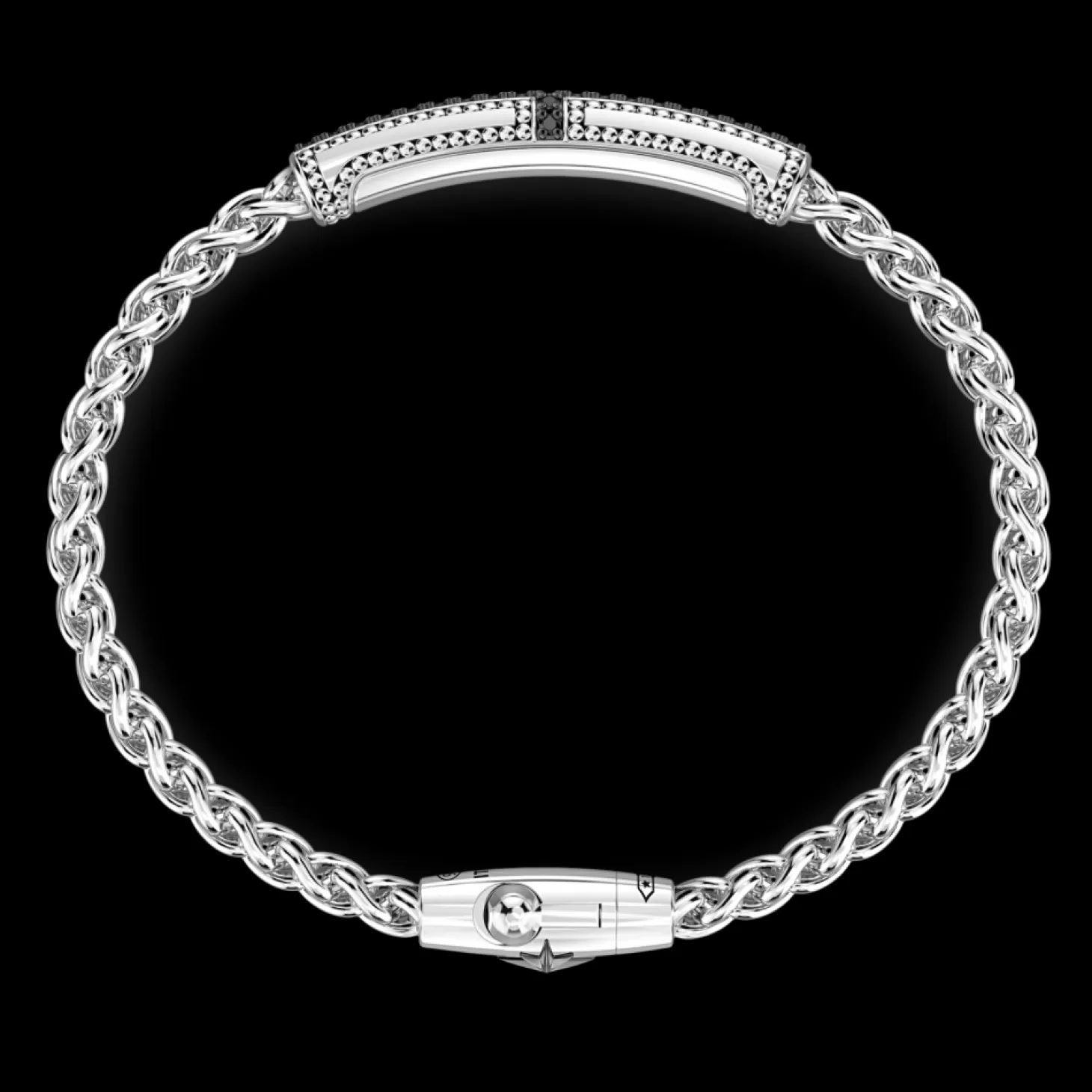Zancan Gioielli Bracciale Zancan In Argento Con Targa E Pietre Nere.> Bracciali