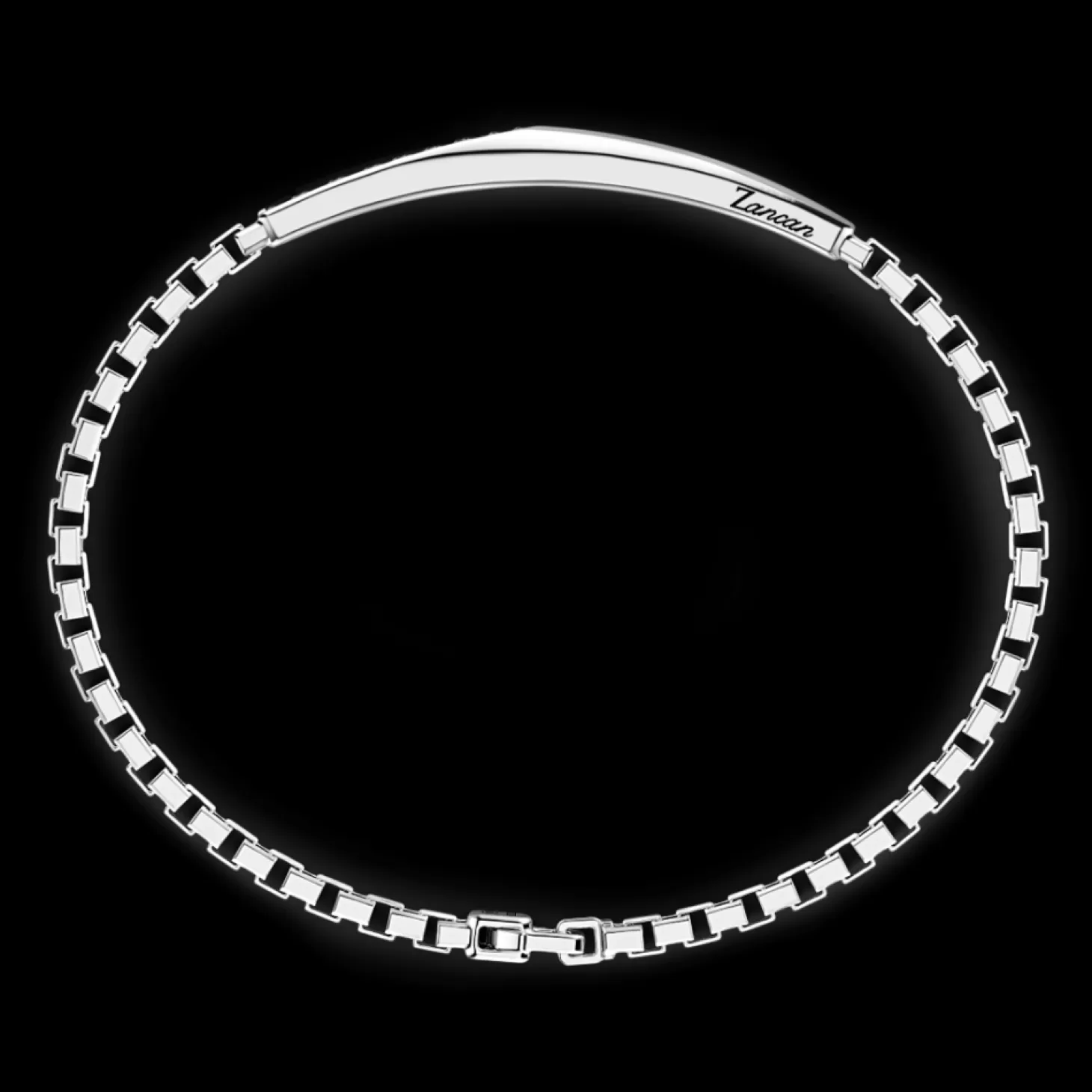 Zancan Gioielli Bracciale Zancan In Argento Con Targa E Pietre Nere.> Bracciali