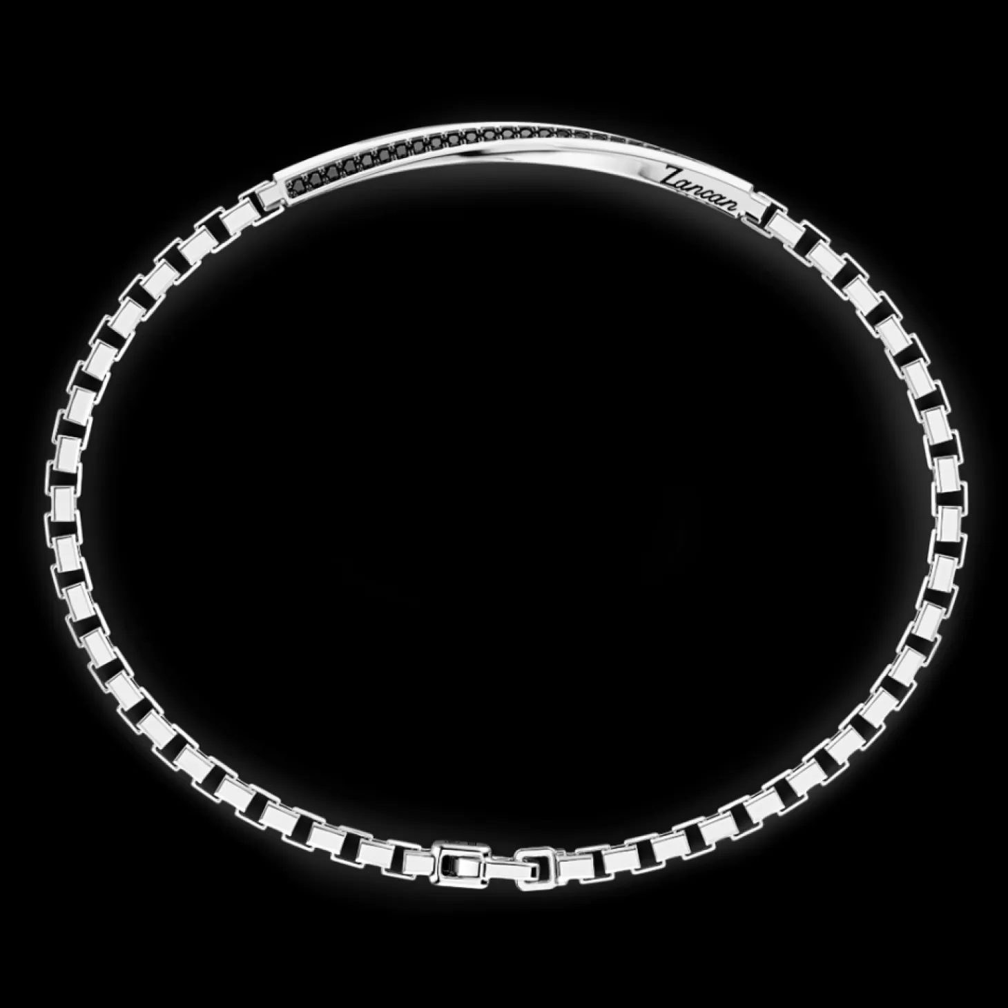 Zancan Gioielli Bracciale Zancan In Argento Con Targa E Pietre Nere.> Bracciali