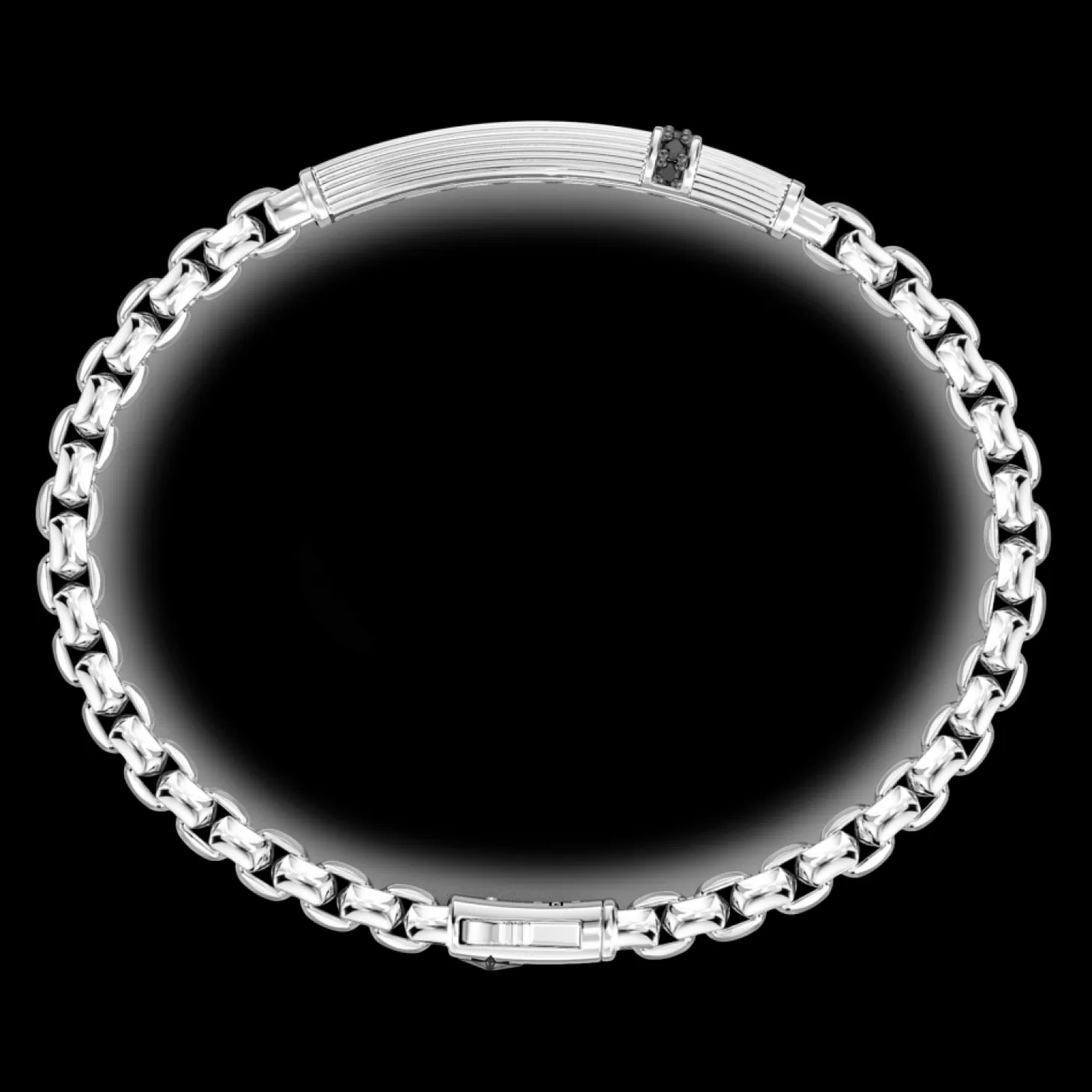 Zancan Gioielli Bracciale Zancan In Argento Con Targa E Pietre Nere,> Bracciali